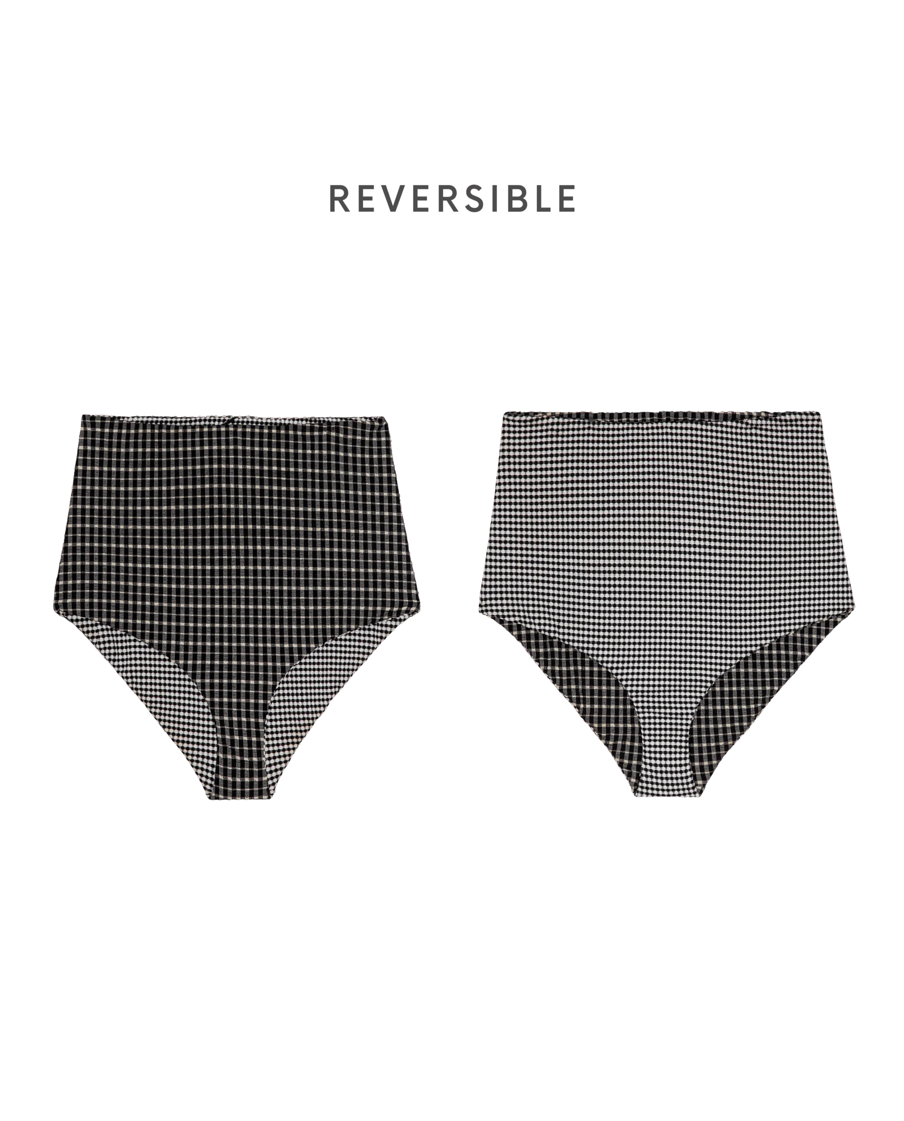 The Reversible High Rise Covered Brief. -- Black And Cream Check - Image 6