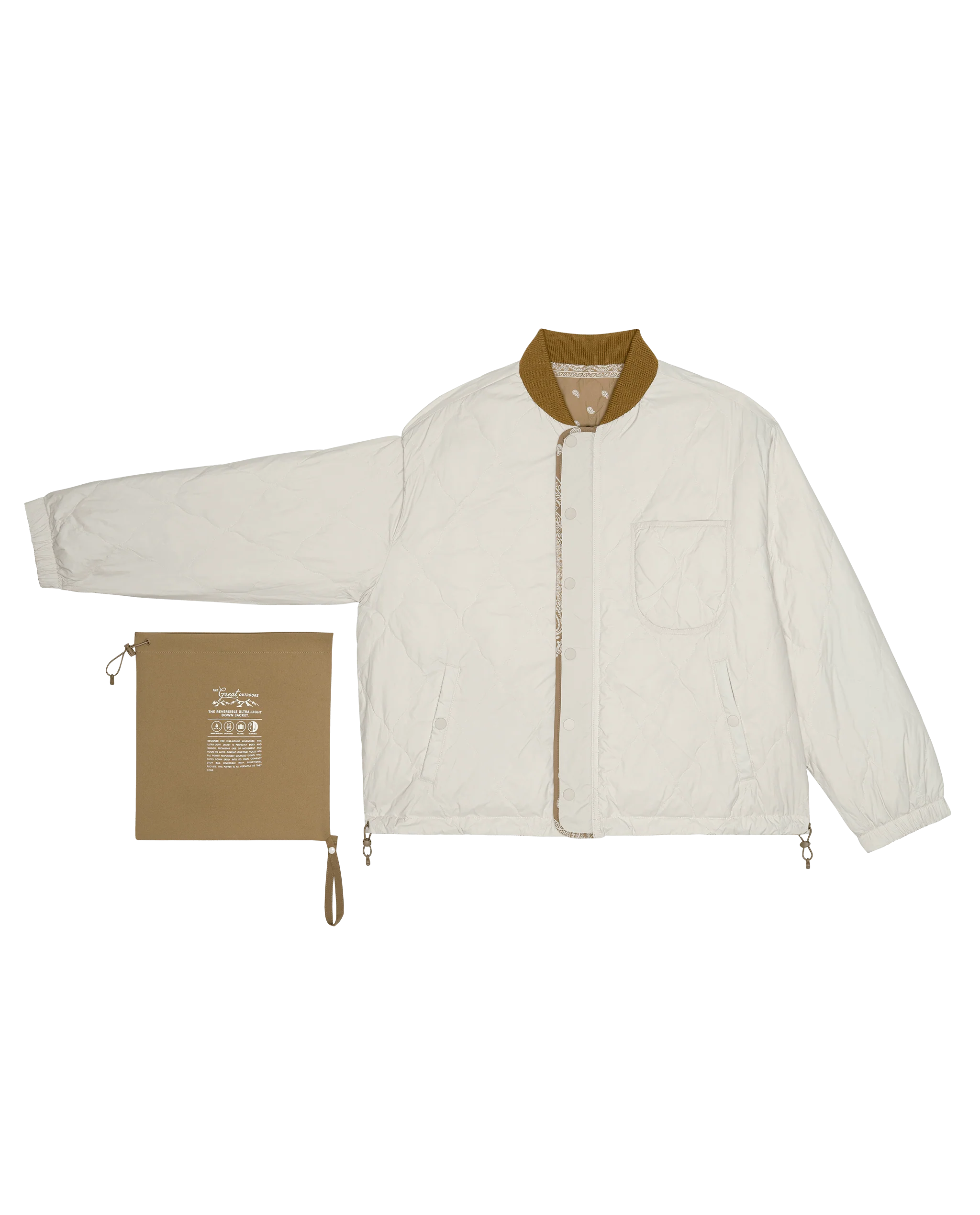 The Reversible Ultra Light Puffer. -- Khaki Bandana With Cream - Image 6