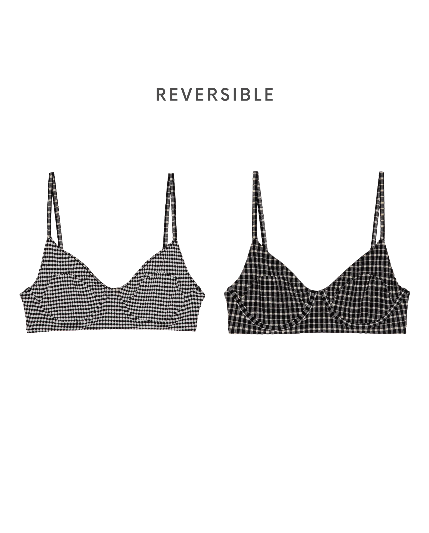 The Reversible Underwire Bikini Top. -- Black And Cream Check - Image 6