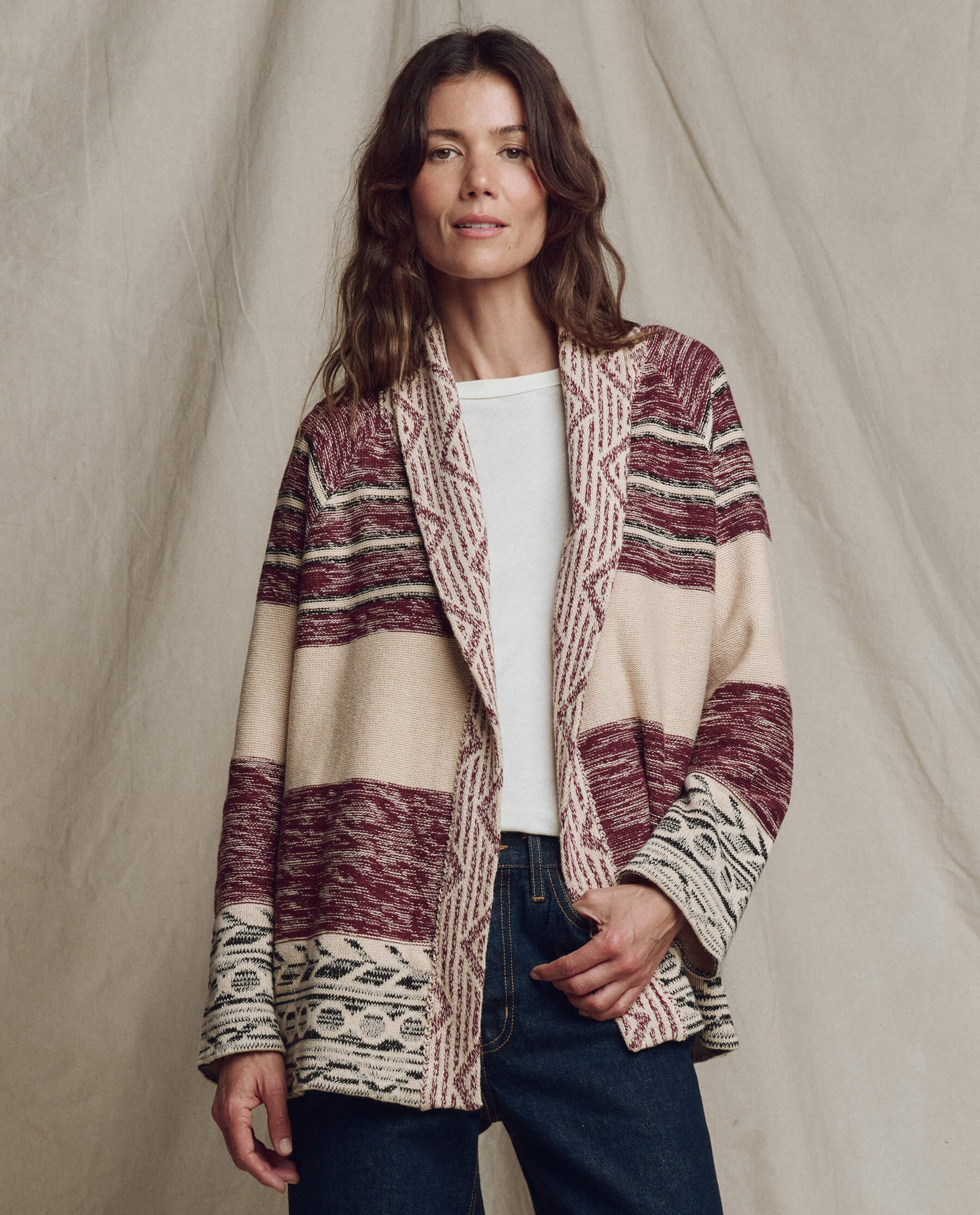 The Riding Cardigan. -- Rusted Red Multi - Image 3