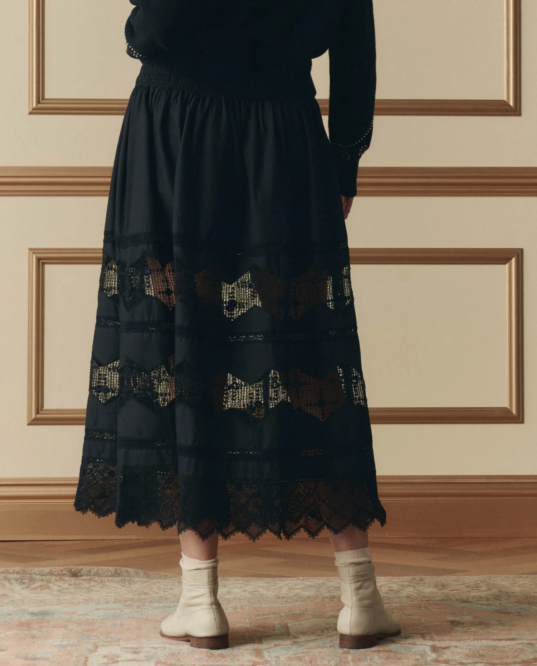 The Rosette Crochet Canary Skirt. -- Black - Image 3
