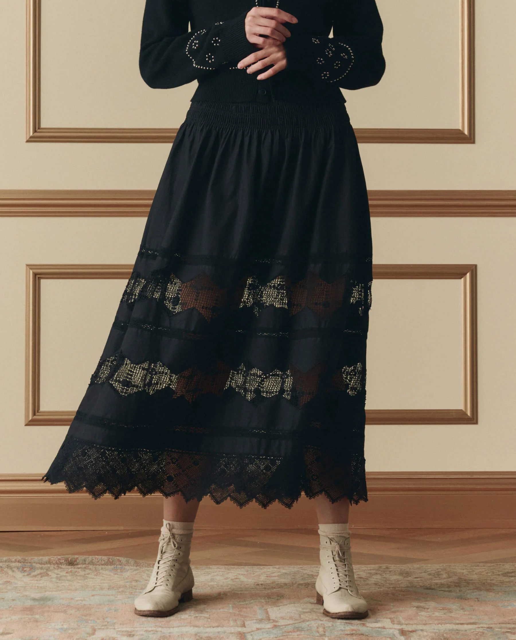 The Rosette Crochet Canary Skirt. -- Black - Image 4