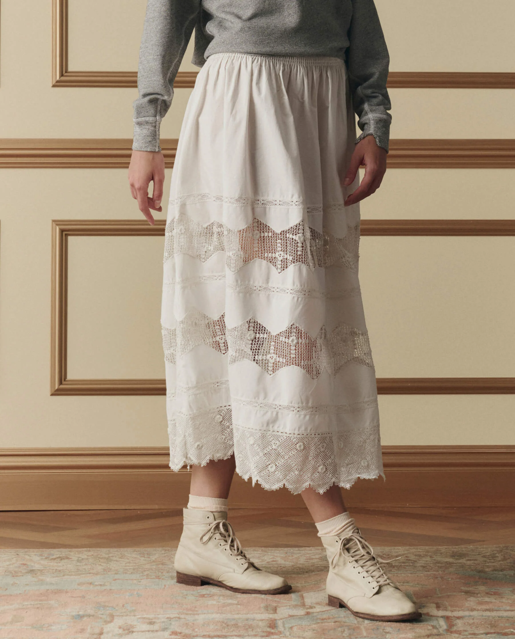 The Rosette Crochet Canary Skirt. -- Cream - Image 3