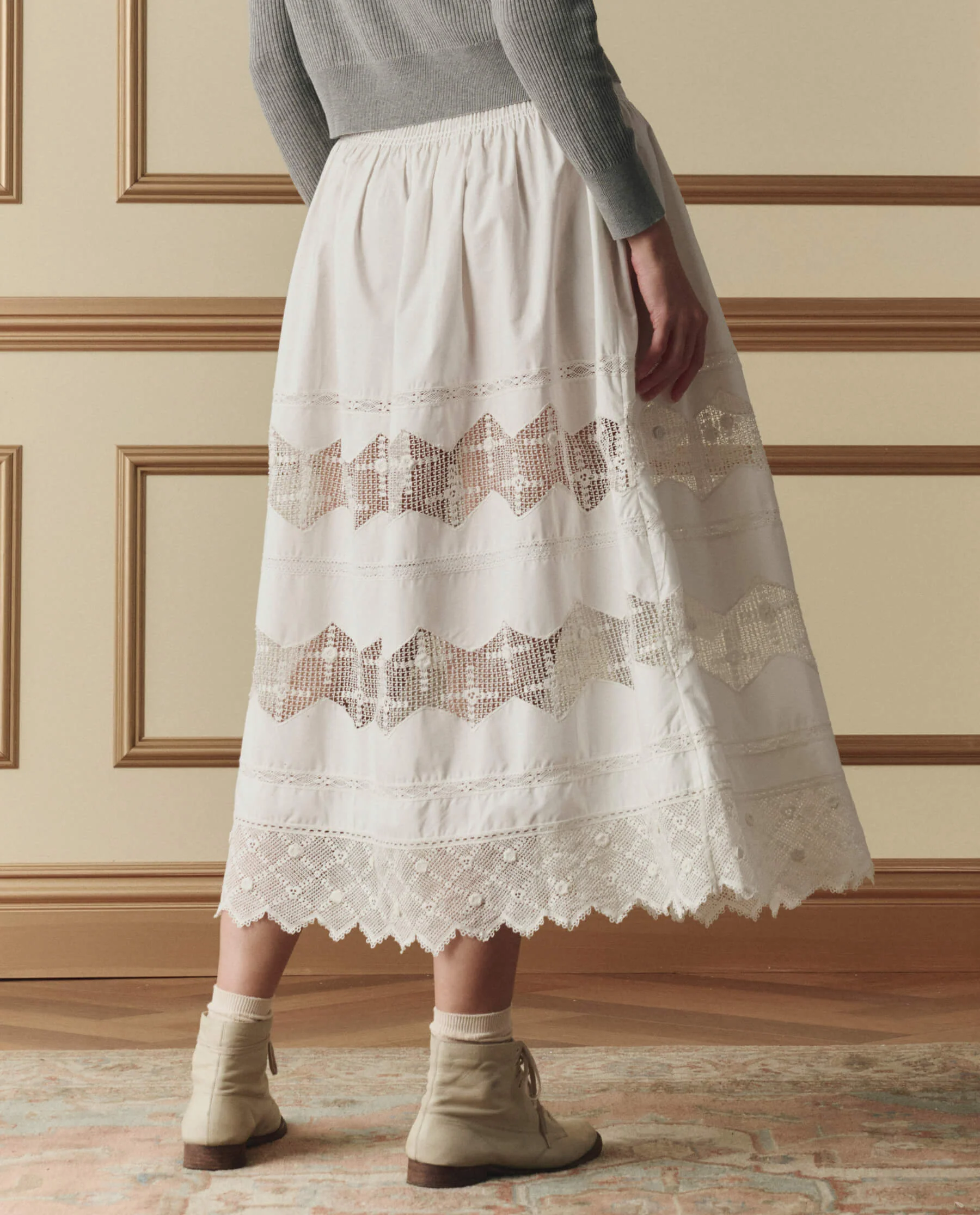 The Rosette Crochet Canary Skirt. -- Cream - Image 4