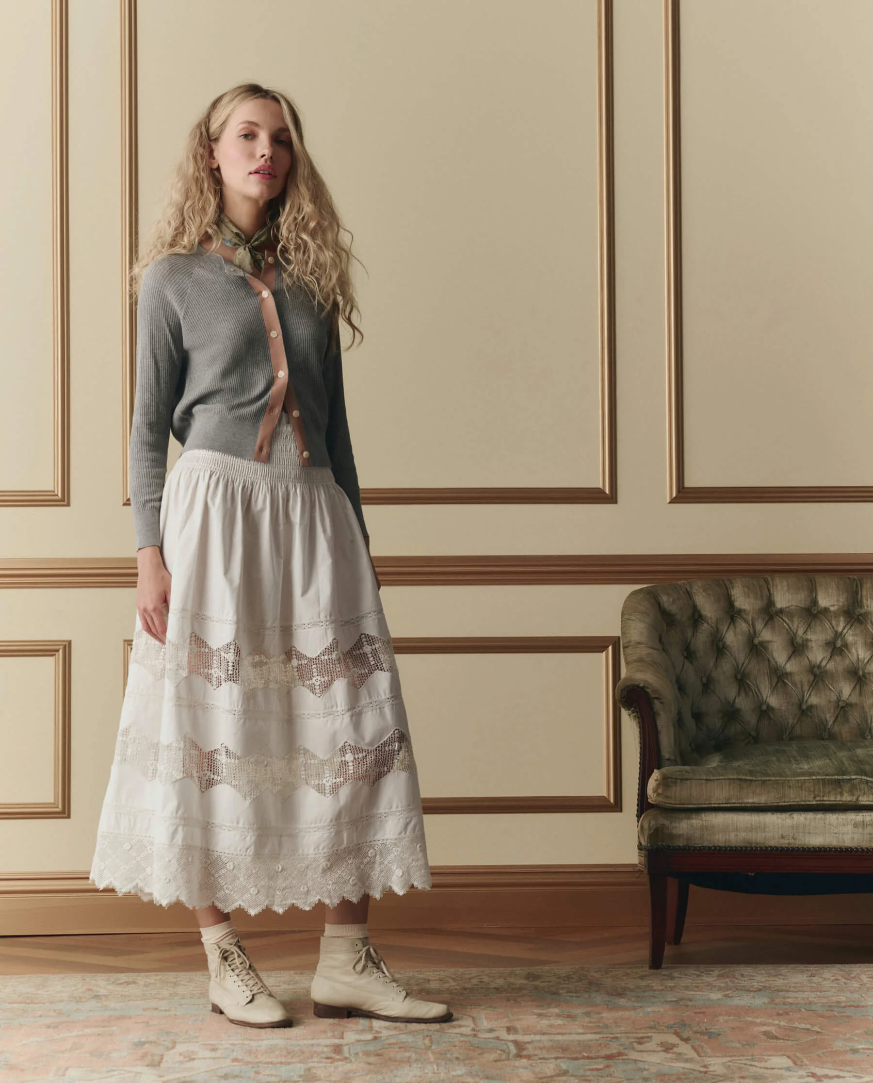 The Rosette Crochet Canary Skirt. -- Cream - Image 5