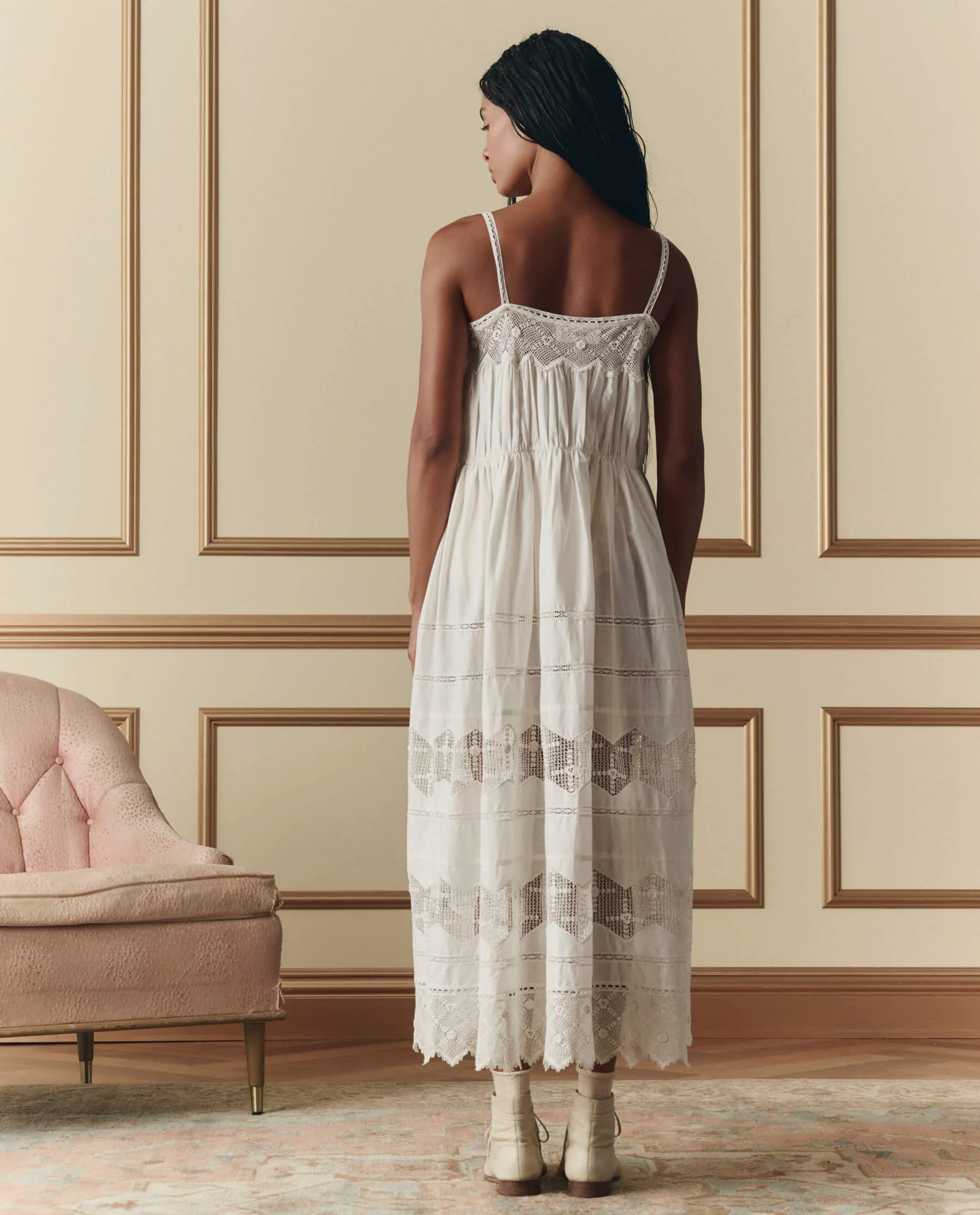 The Rosette Crochet Dress. -- Cream - Image 5