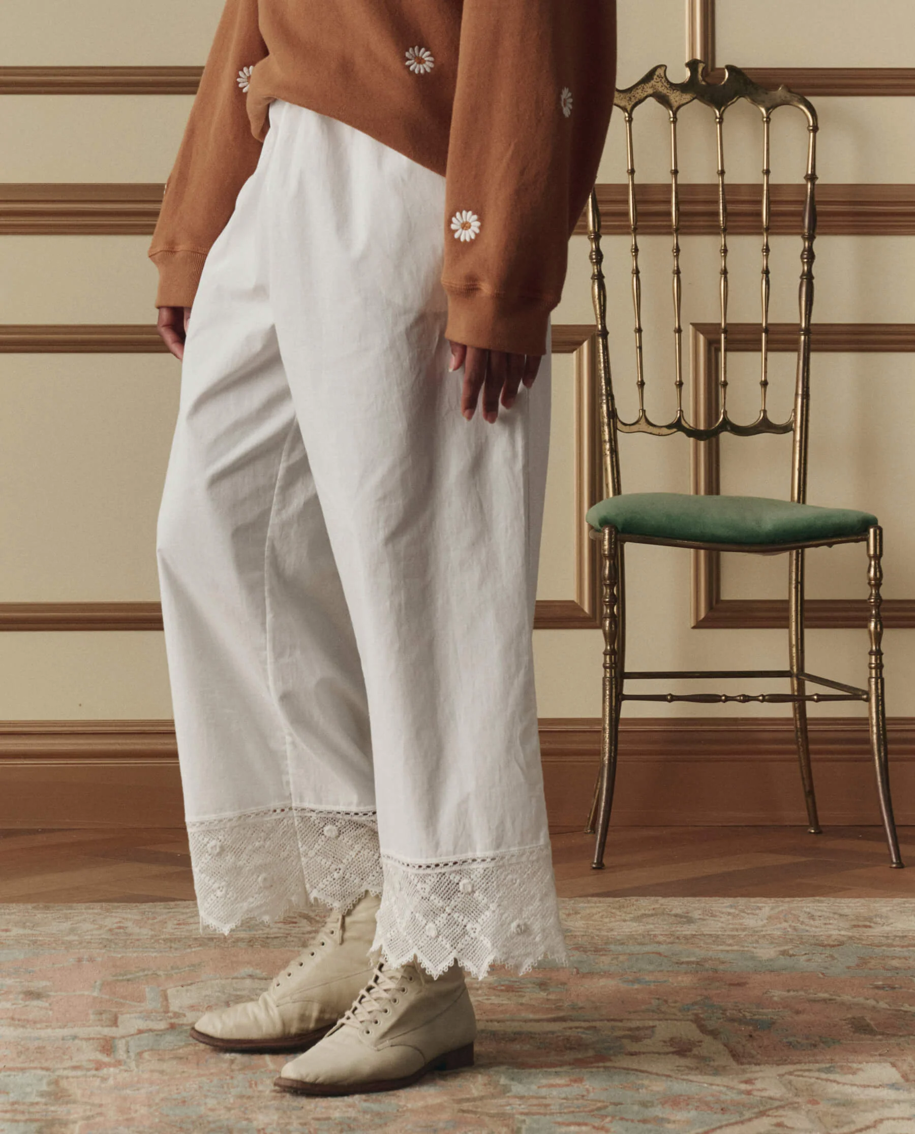 The Rosette Crochet Pant. -- Cream - Image 2