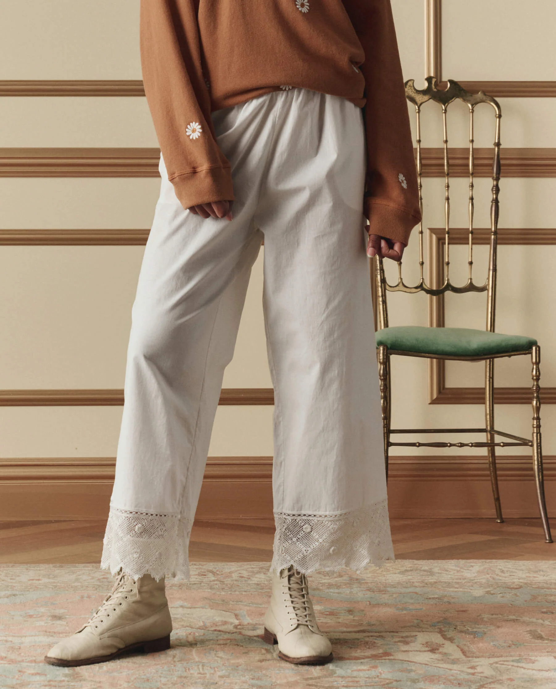 The Rosette Crochet Pant. -- Cream - Image 3