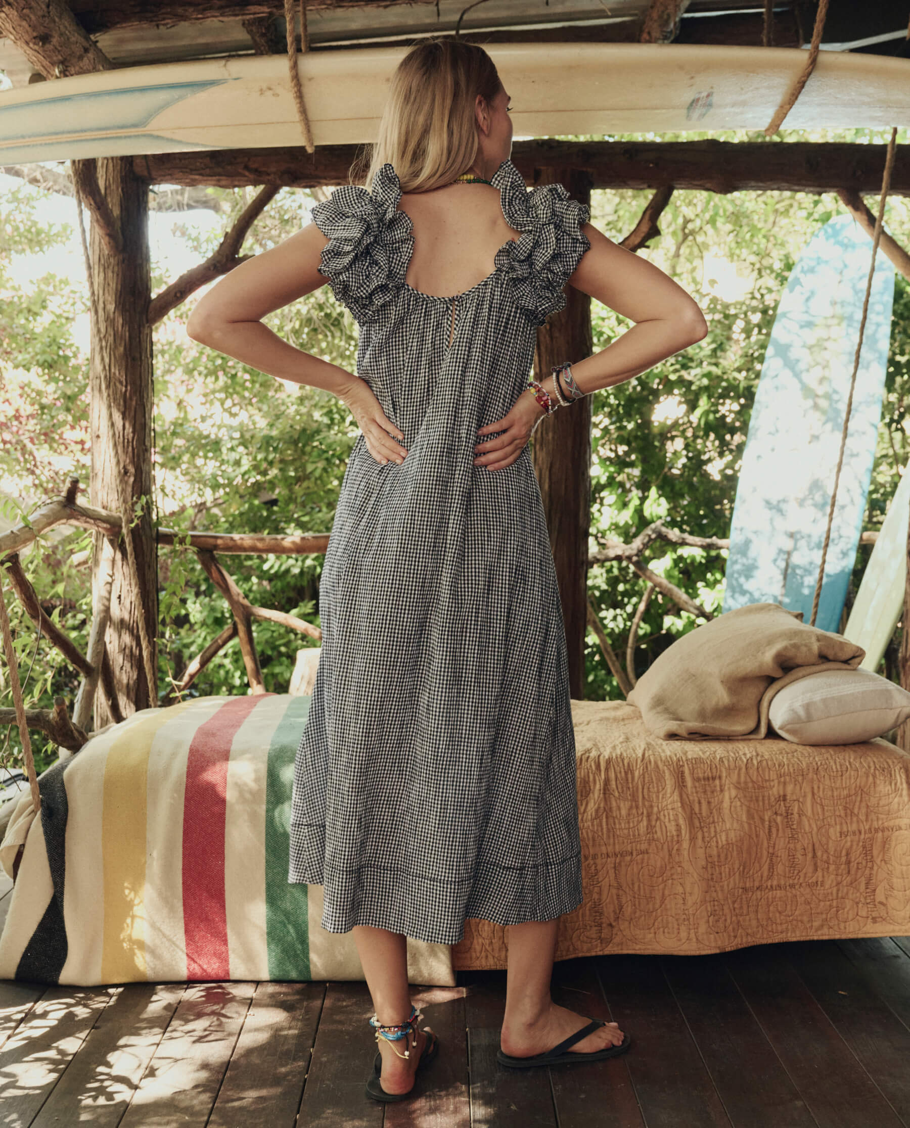 The Ruffle Coverup. -- Black And Cream Check - Image 3