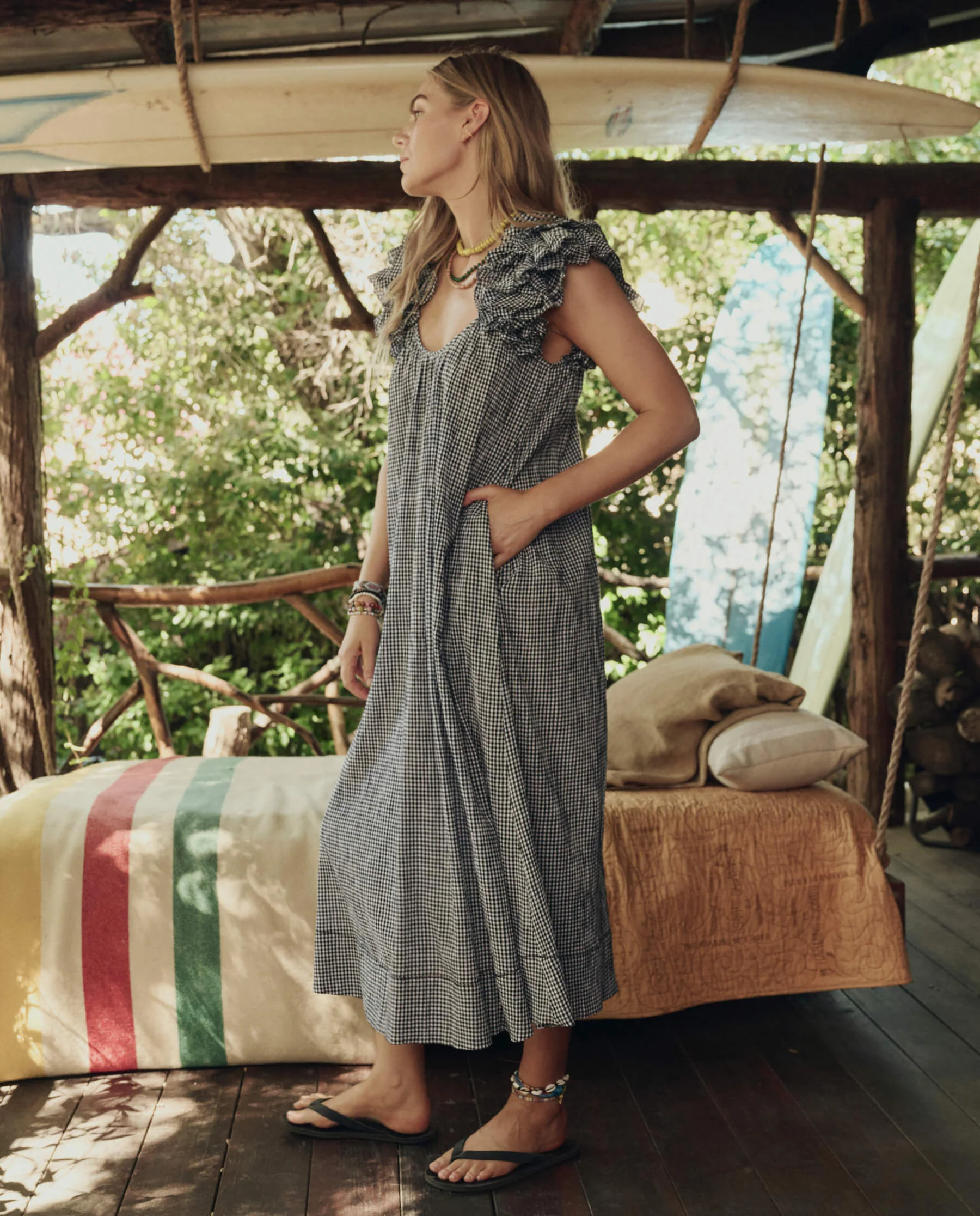 The Ruffle Coverup. -- Black And Cream Check - Image 4