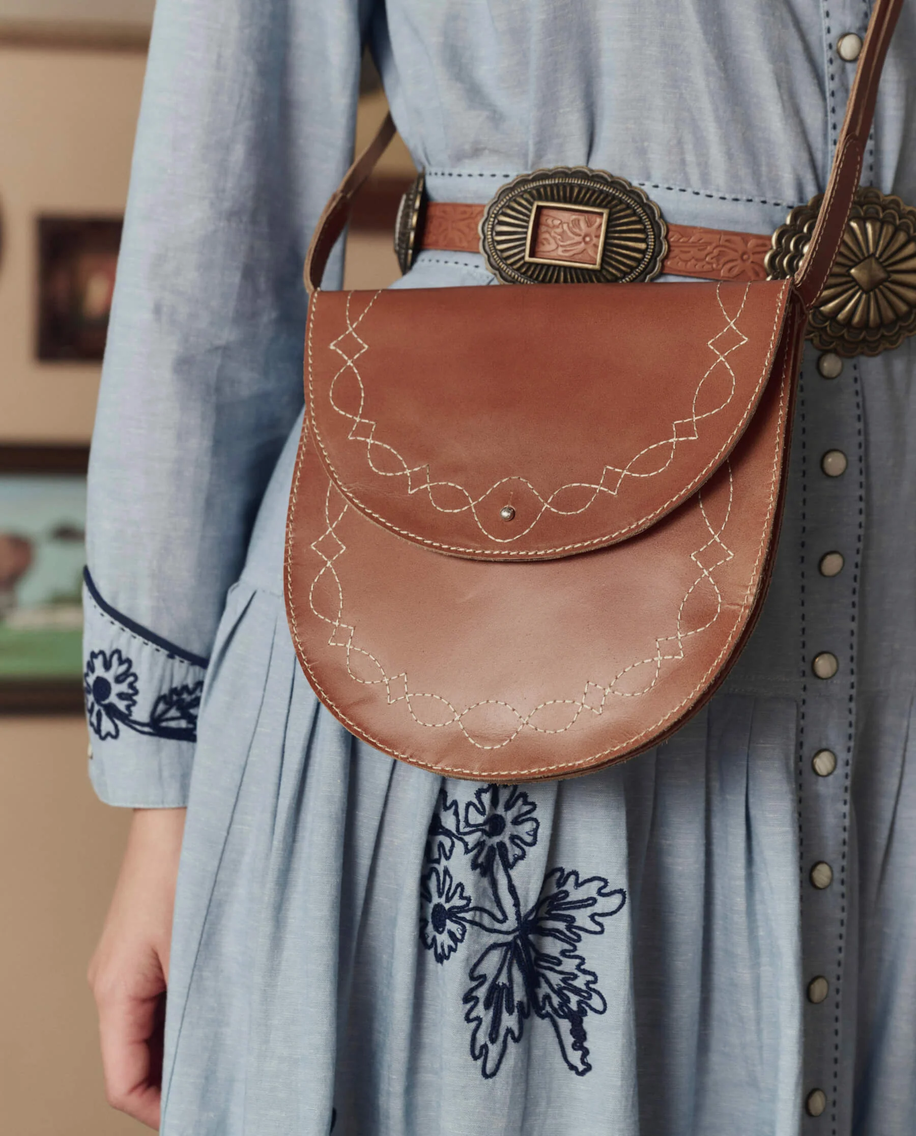 The Saddle Stitch Bag. -- Cognac - Image 2