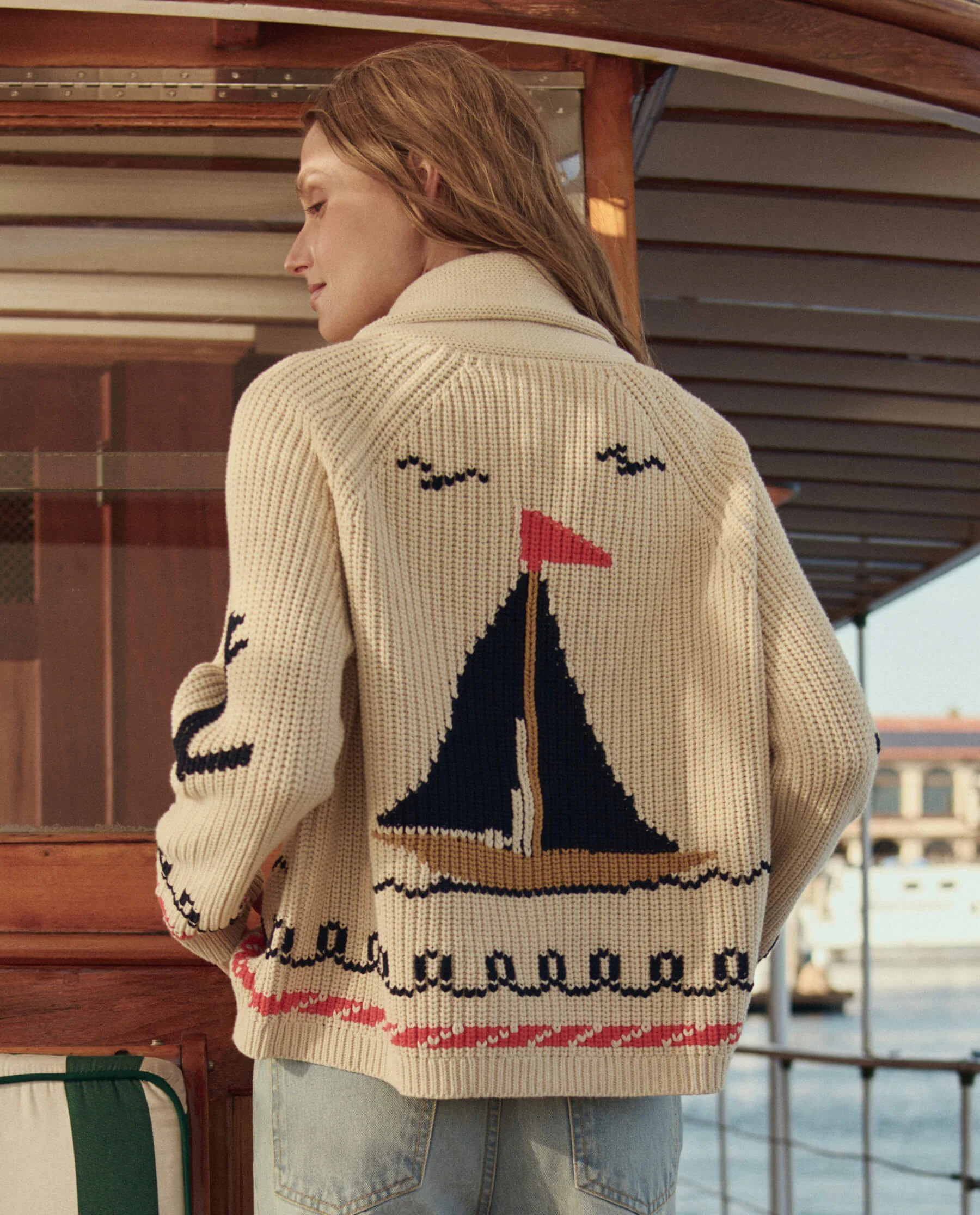 The Sailboat Lodge Cardigan. -- Cream - Image 3