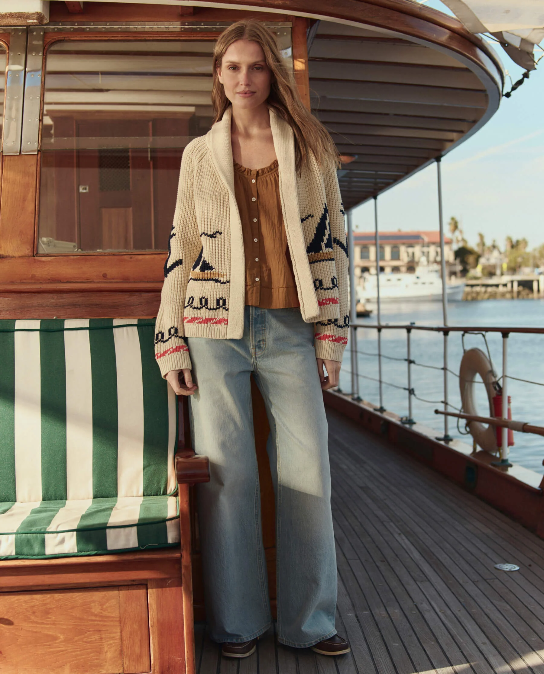 The Sailboat Lodge Cardigan. -- Cream - Image 4