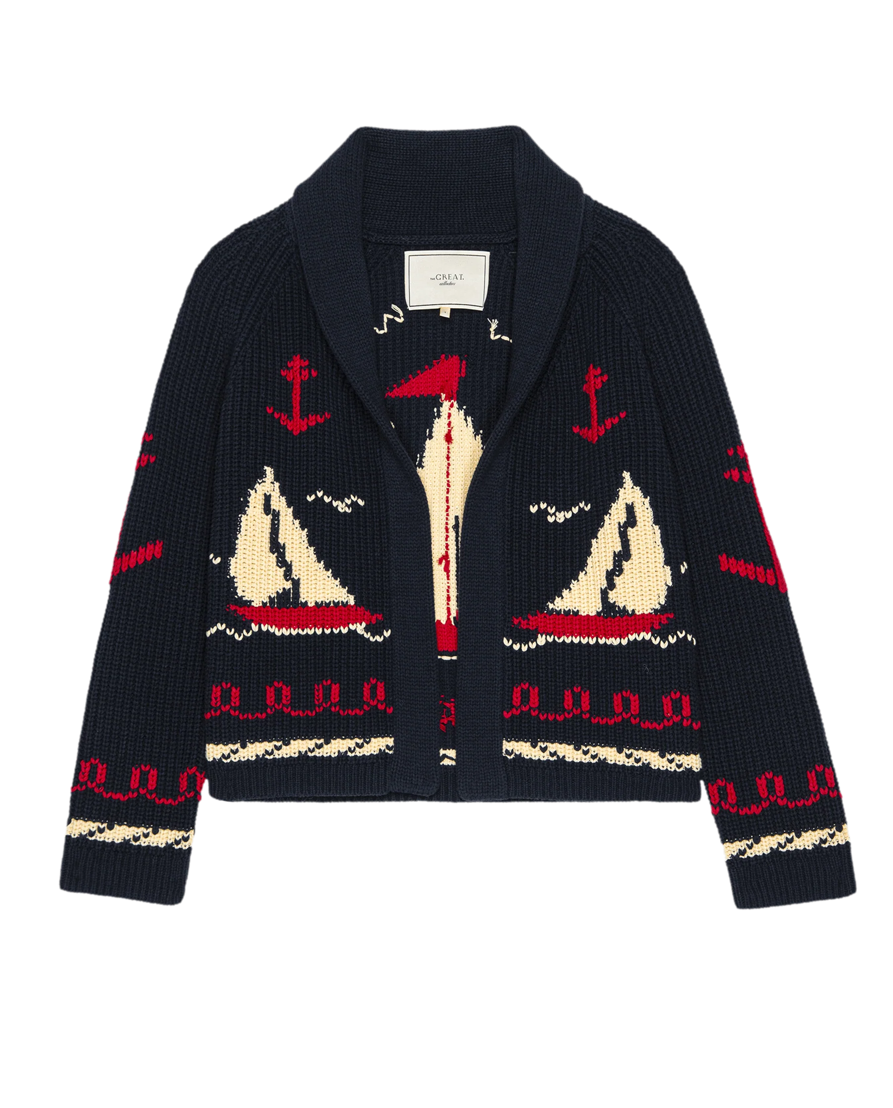 The Sailboat Lodge Cardigan. -- Dark Navy - Image 5