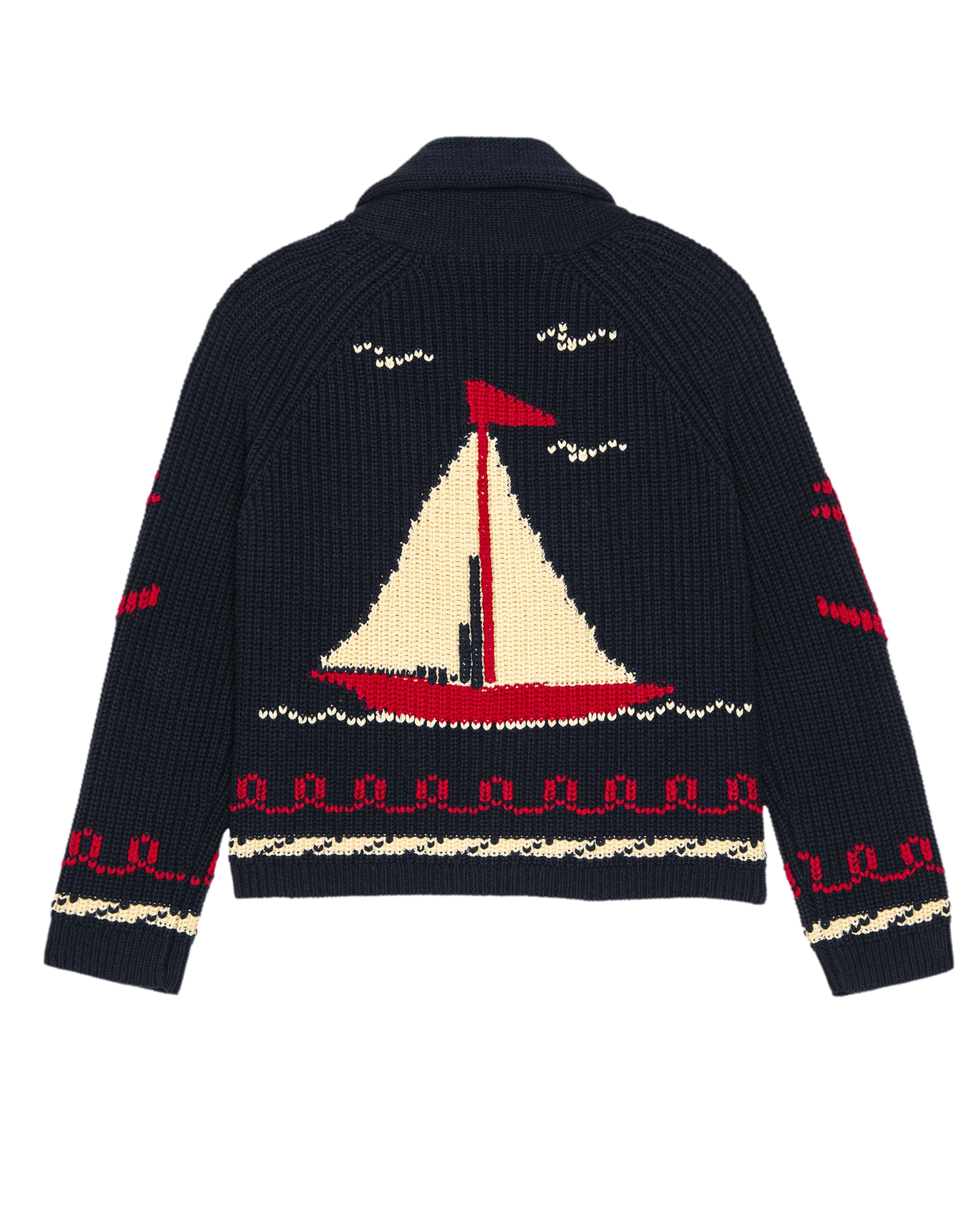 The Sailboat Lodge Cardigan. -- Dark Navy - Image 6