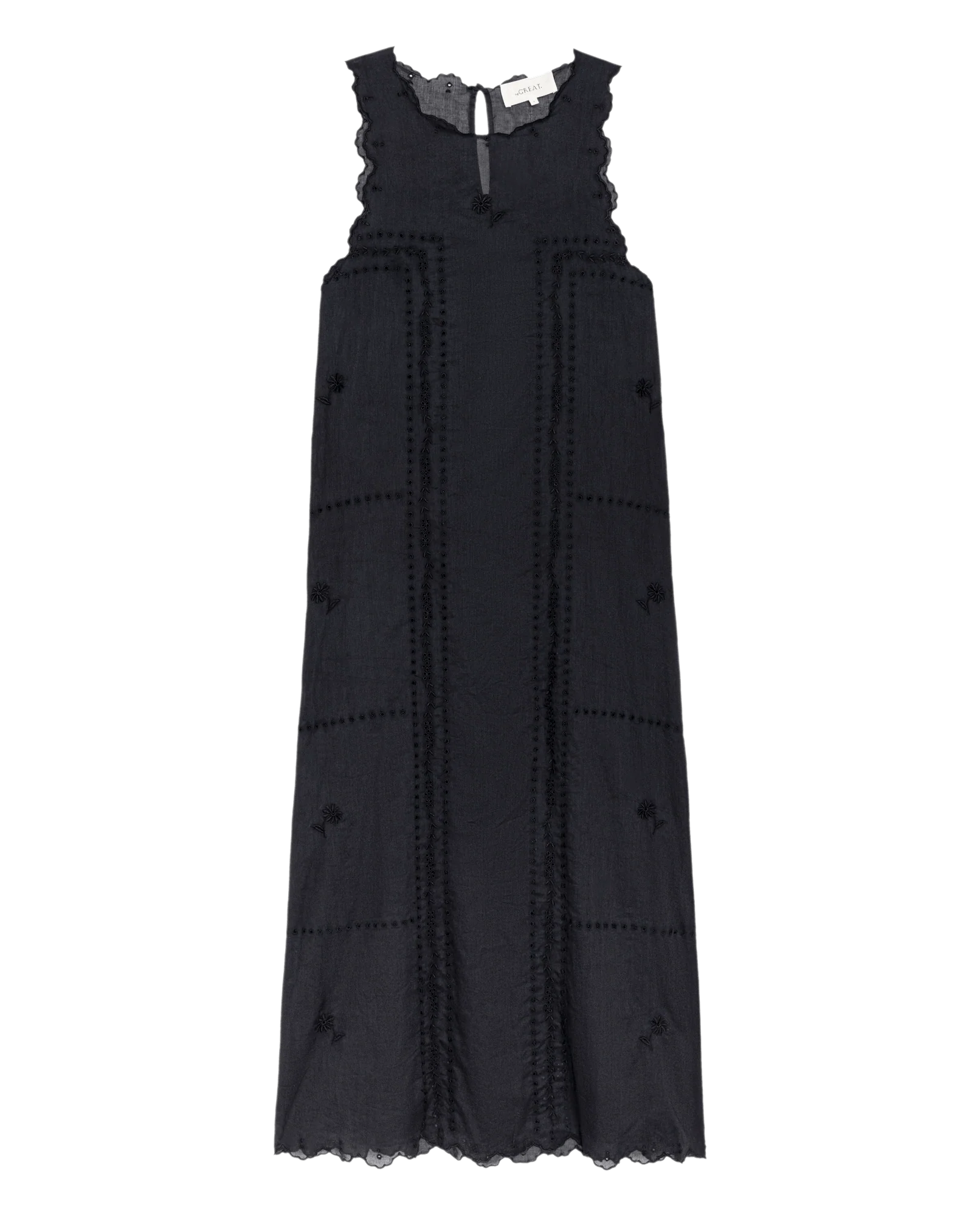 The Scalloped Eyelet Shift Dress. -- Black - Image 6