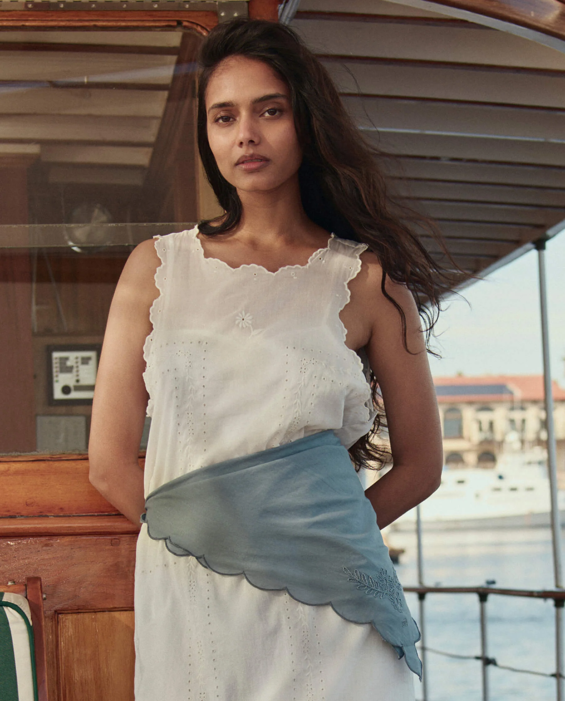 The Scalloped Eyelet Shift Dress. -- White - Image 5