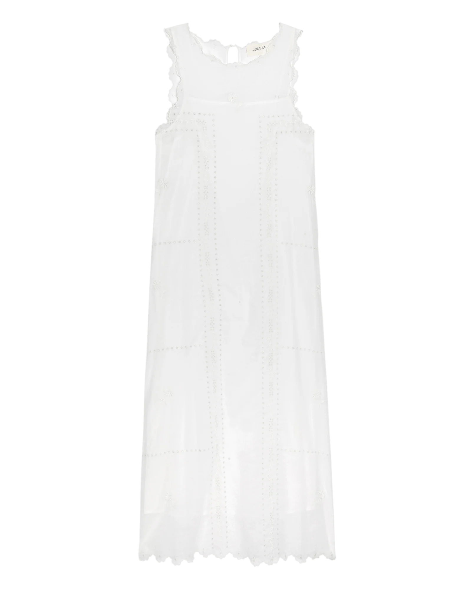 The Scalloped Eyelet Shift Dress. -- White - Image 6