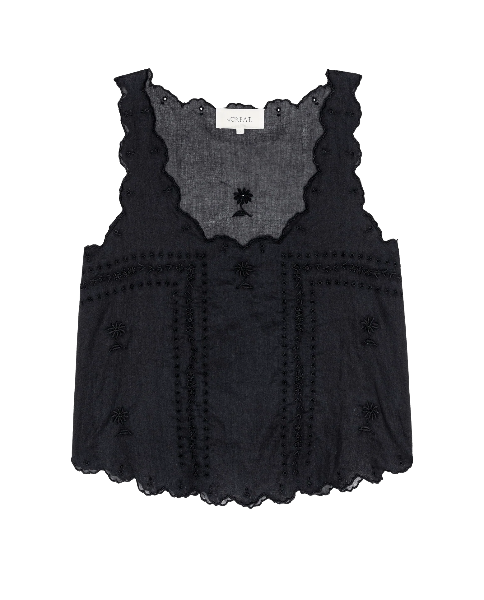 The Scalloped Eyelet Tank. -- Black - Image 6