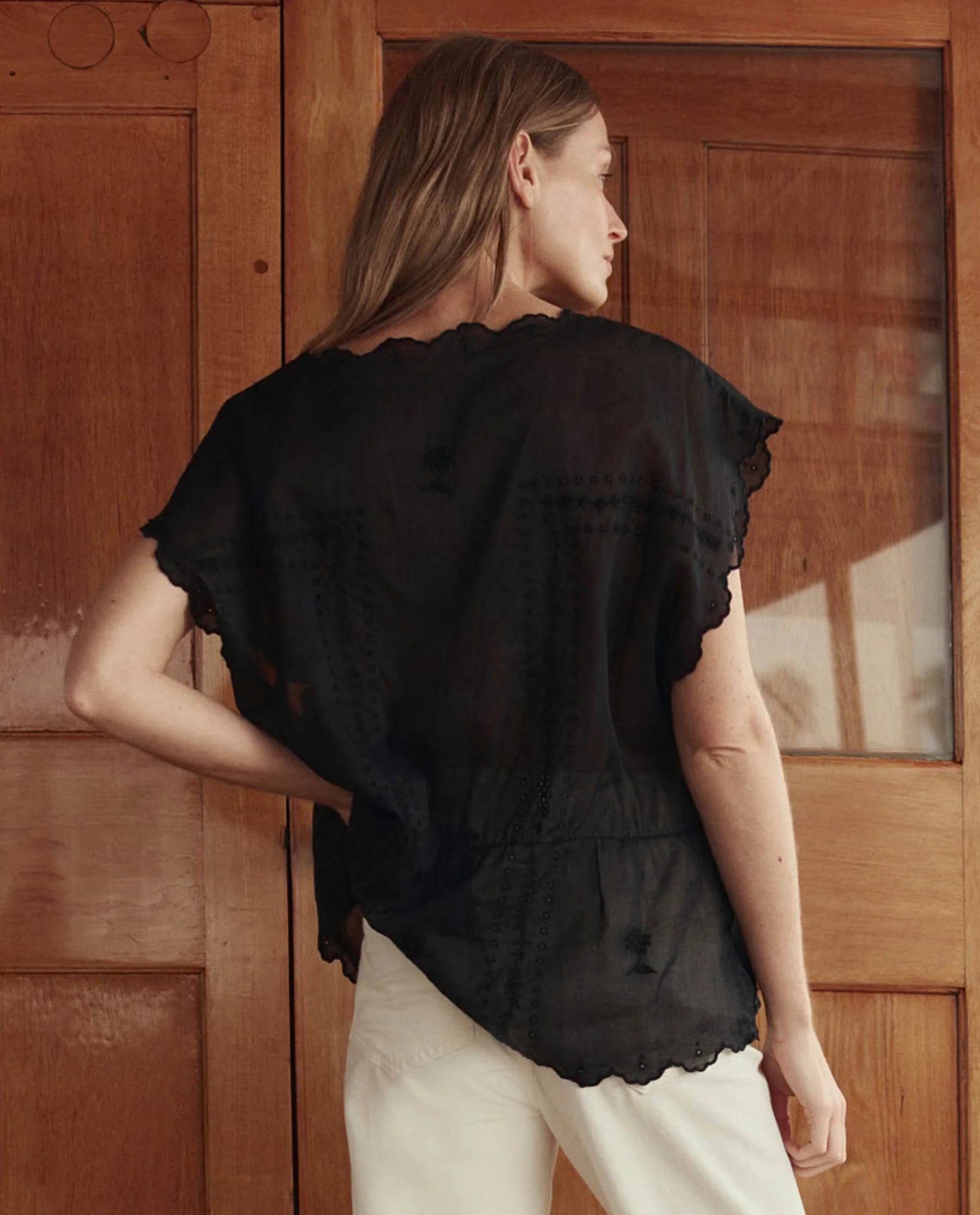 The Scalloped Eyelet Tunic. -- Black - Image 3