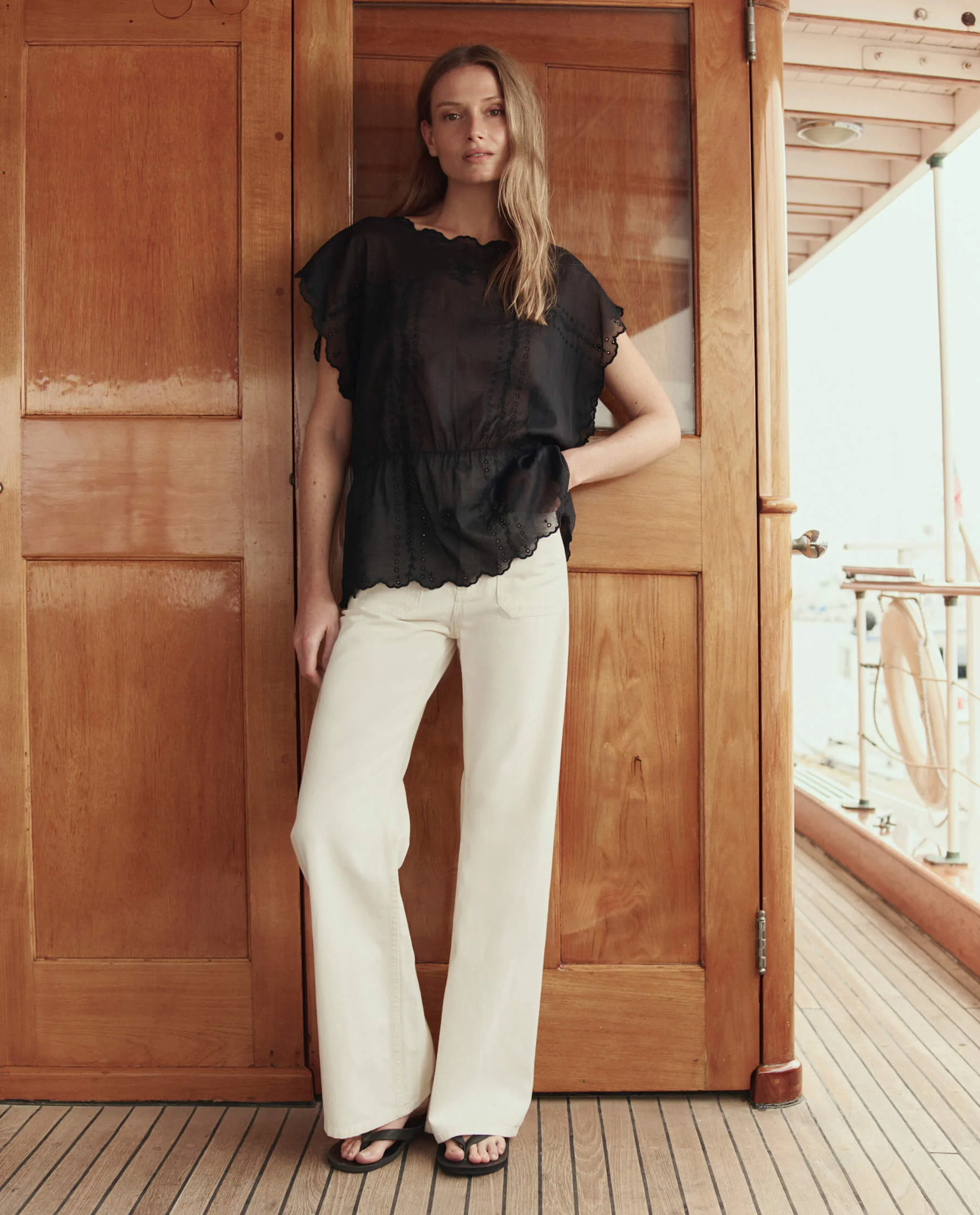 The Scalloped Eyelet Tunic. -- Black - Image 4