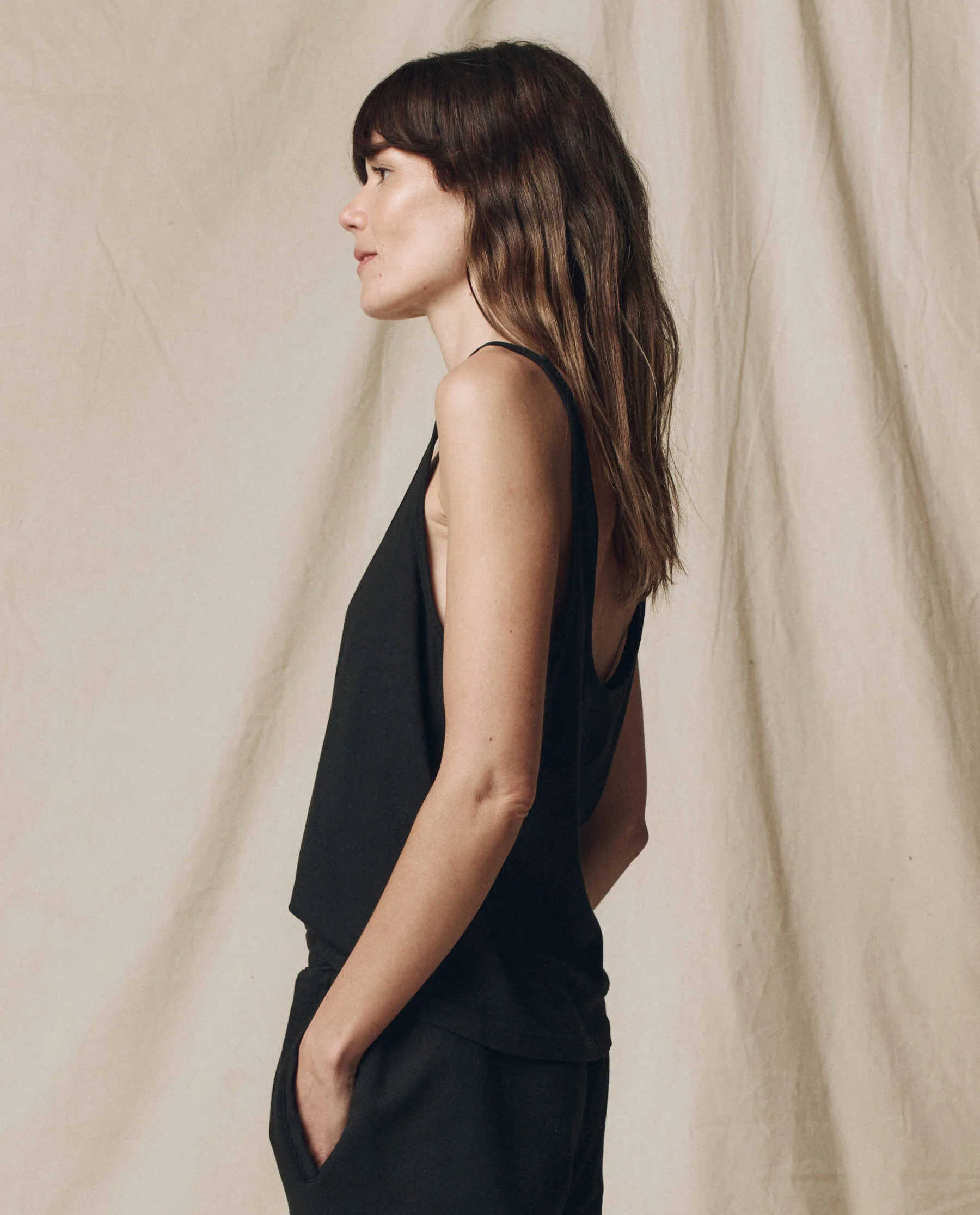 The Scoop Neck Tank. Solid -- Almost Black - Image 3