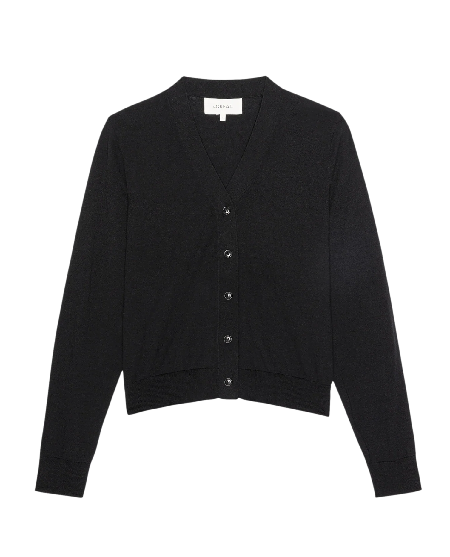 The Shrunken V Neck Cardigan. -- Black - Image 5