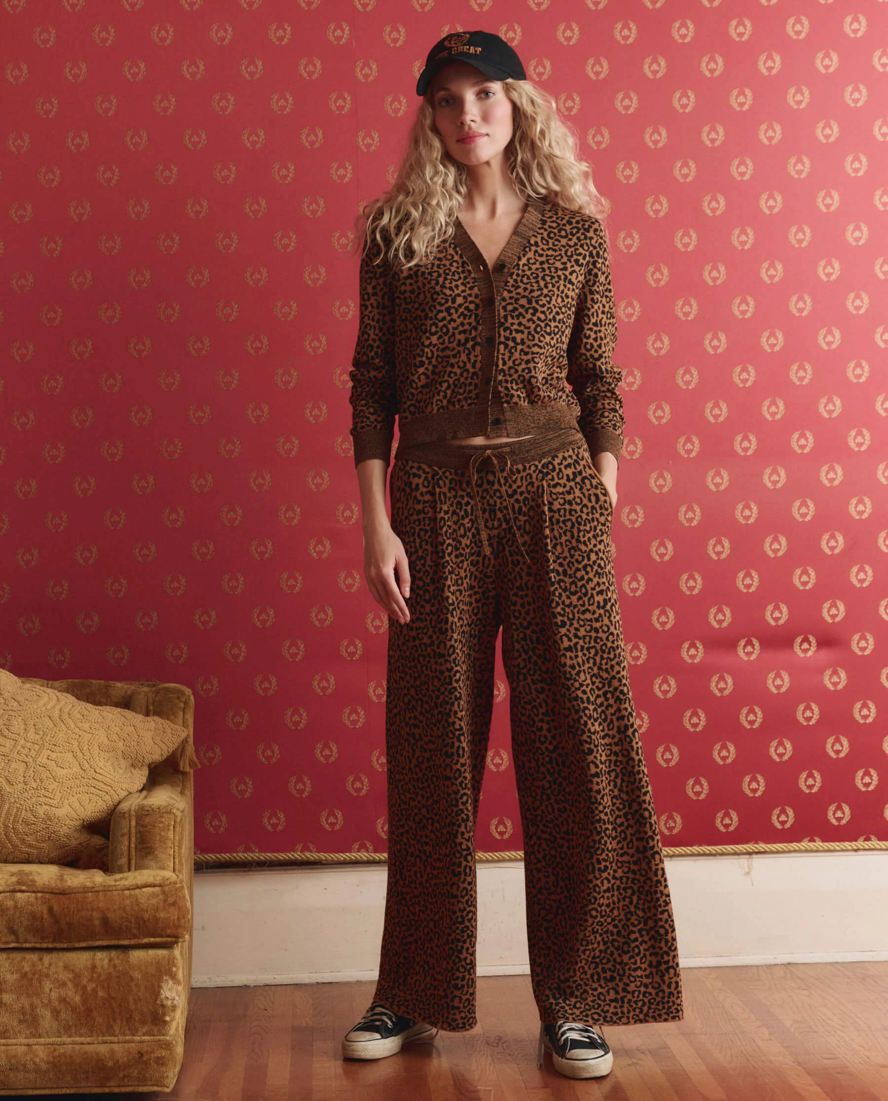 The Shrunken V Neck Cardigan. -- Leopard - Image 4