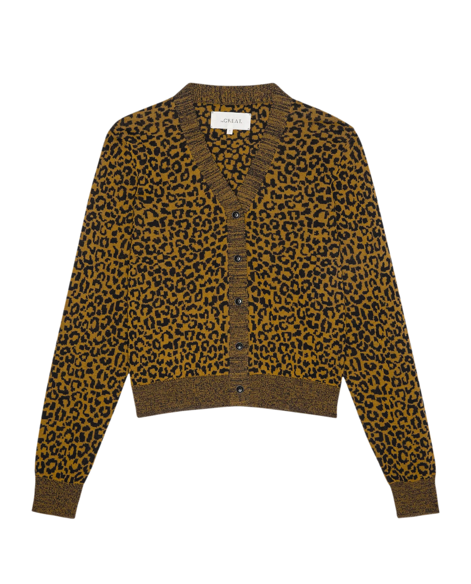 The Shrunken V Neck Cardigan. -- Leopard - Image 5