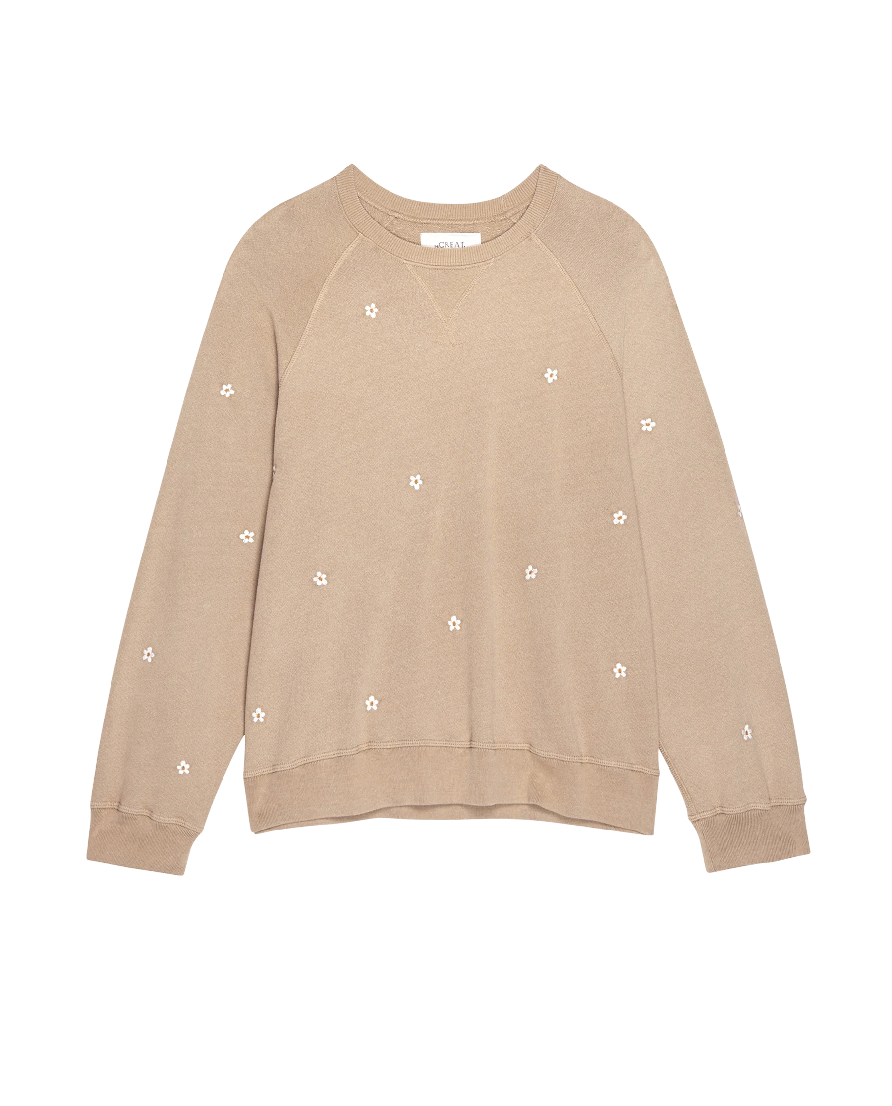 The Slouch Sweatshirt. Embroidered -- Khaki with Daisy Embroidery - Image 6