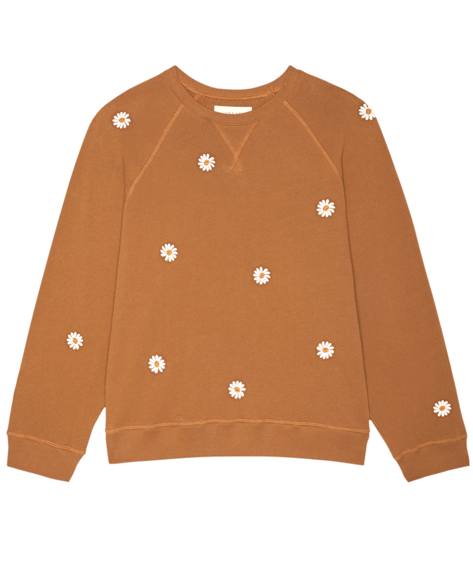 The Slouch Sweatshirt W/ Floating Daisy Embroidery. -- Suntan - Image 6