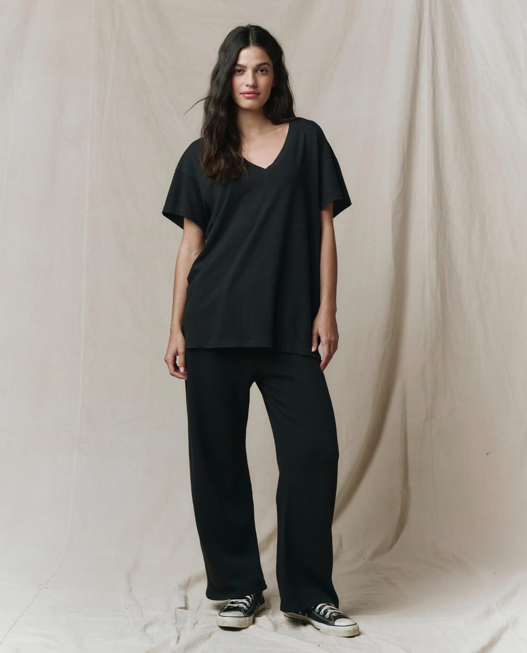 The Slouchy V-Neck Tee. -- Almost Black - Image 3