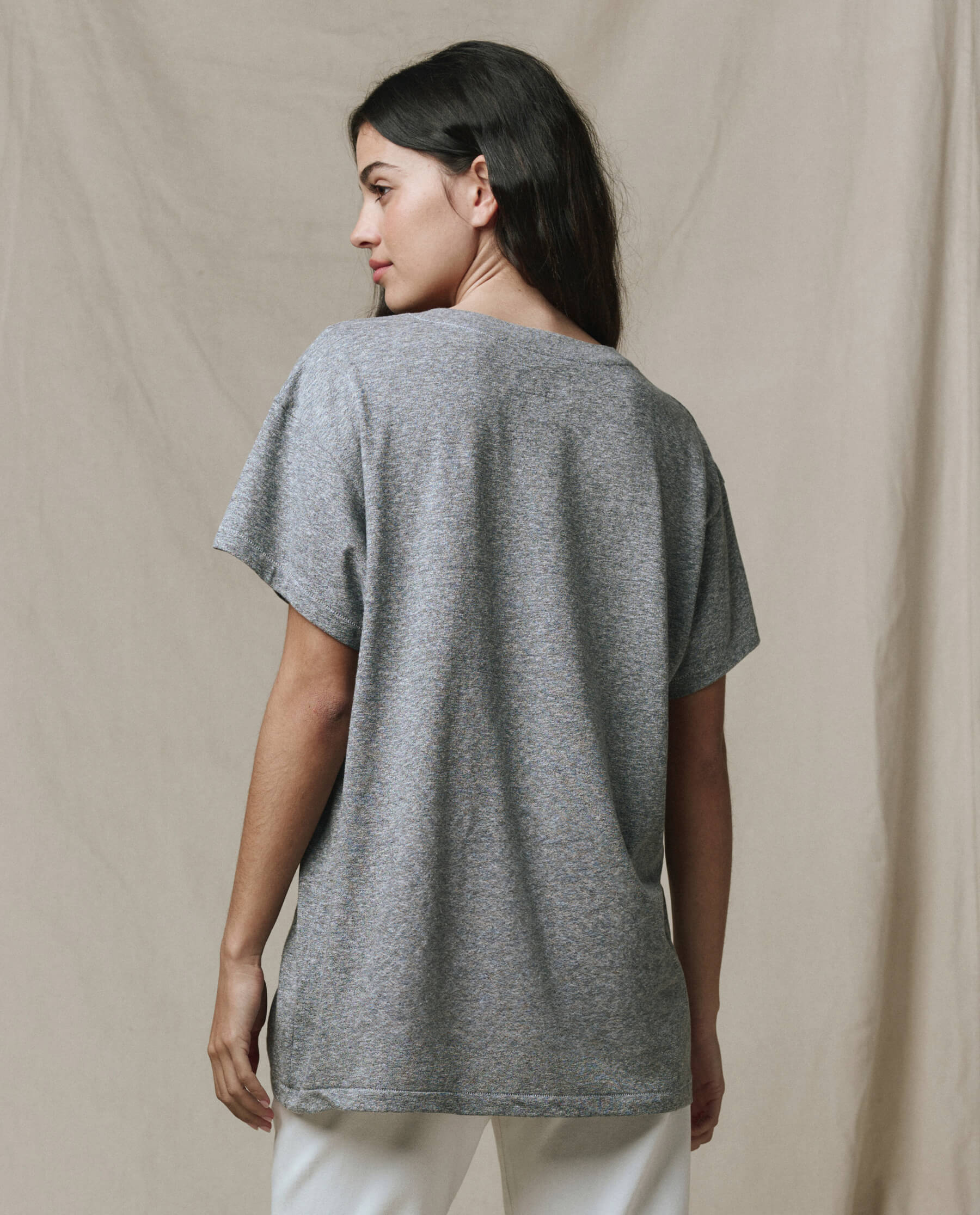 The Slouchy V-Neck Tee. -- Heather Grey - Image 4