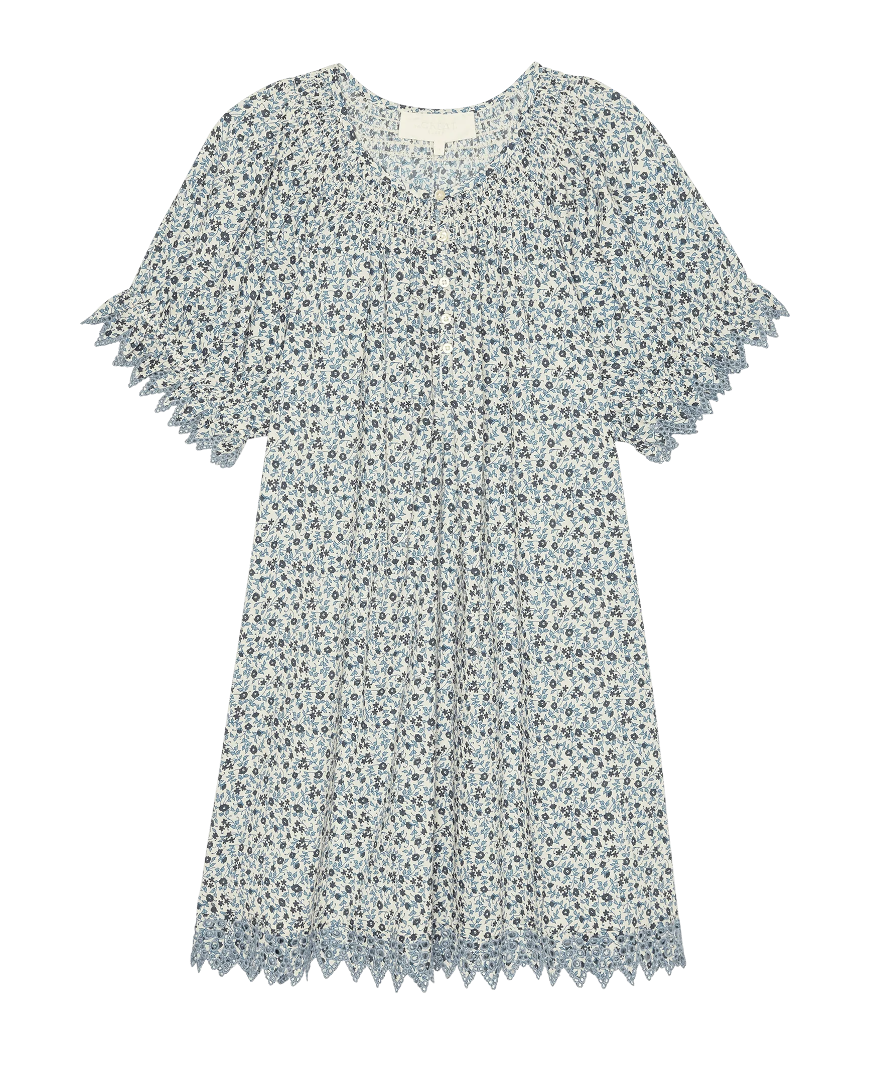 The Smocked Sleep Eyelet Dress. -- Bluebell Ditsy - Image 6