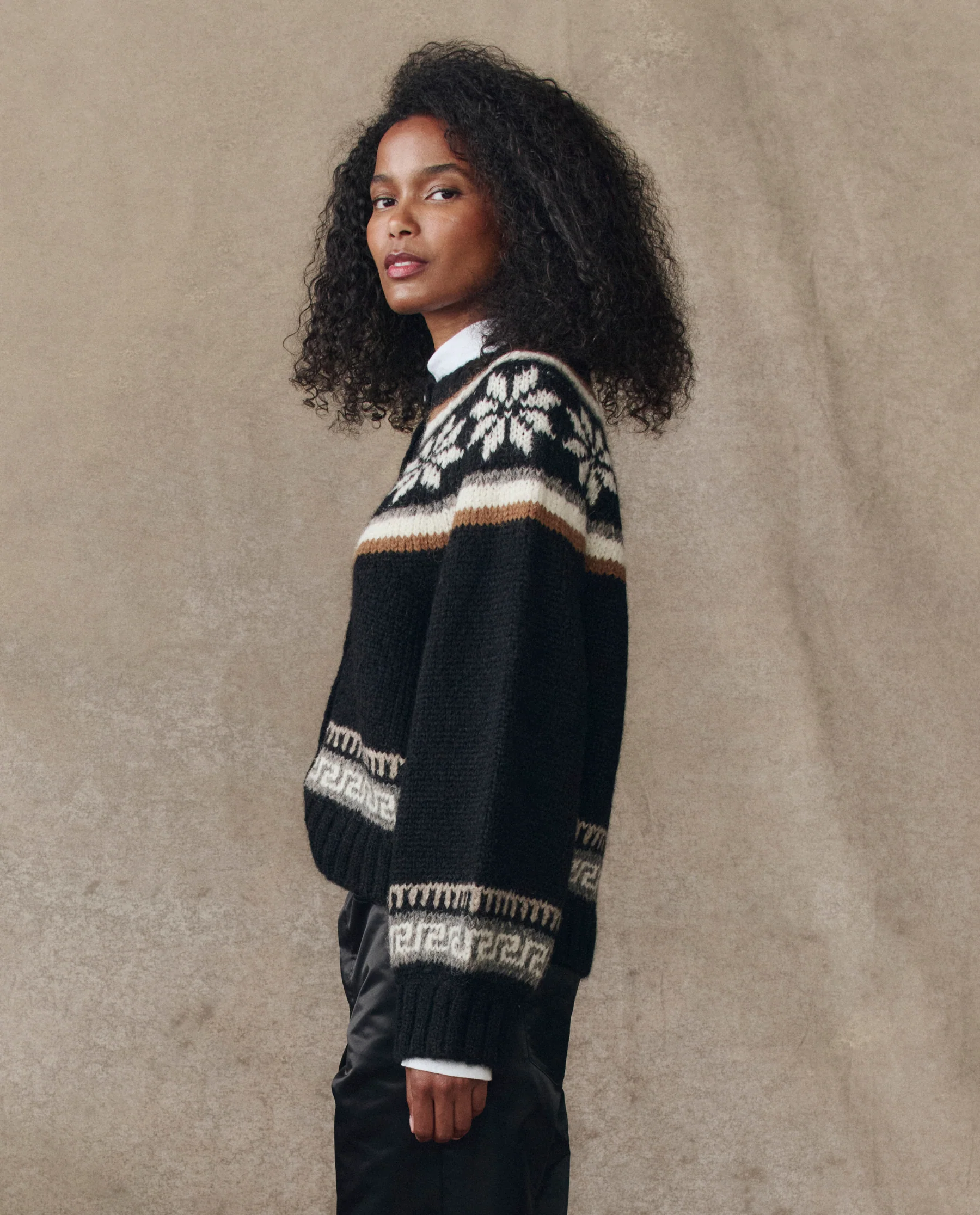 The Snowflake Ice Rink Cardigan. -- Black - Image 3