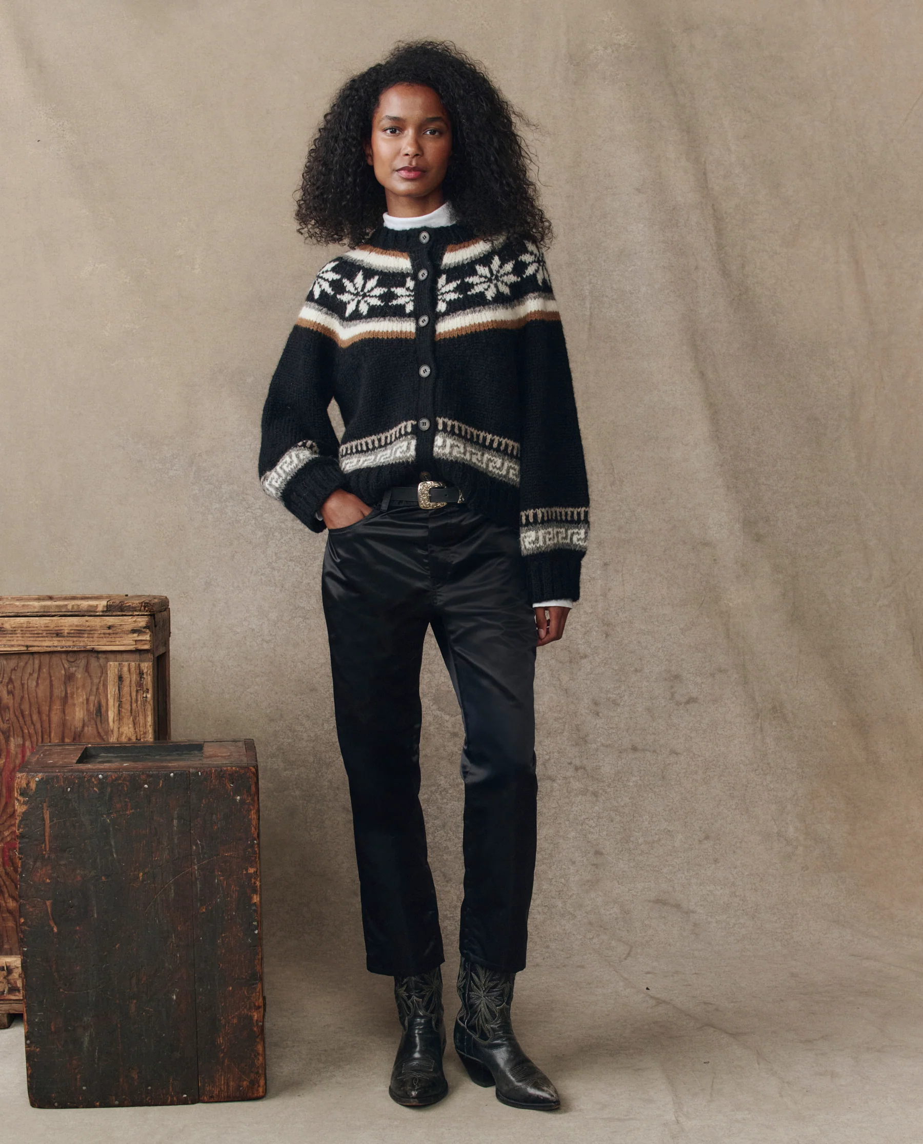 The Snowflake Ice Rink Cardigan. -- Black - Image 4