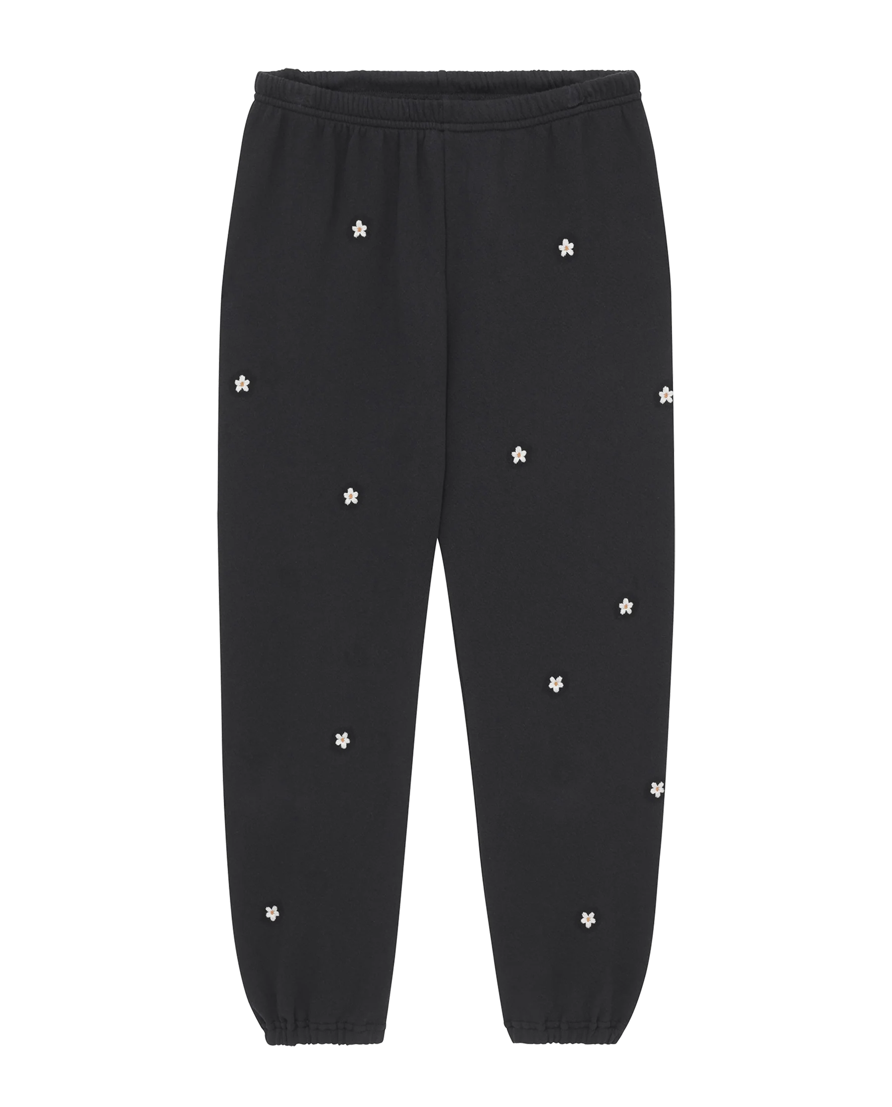 The Stadium Sweatpant. Embroidered -- Almost Black With Daisy Embroidery - Image 6