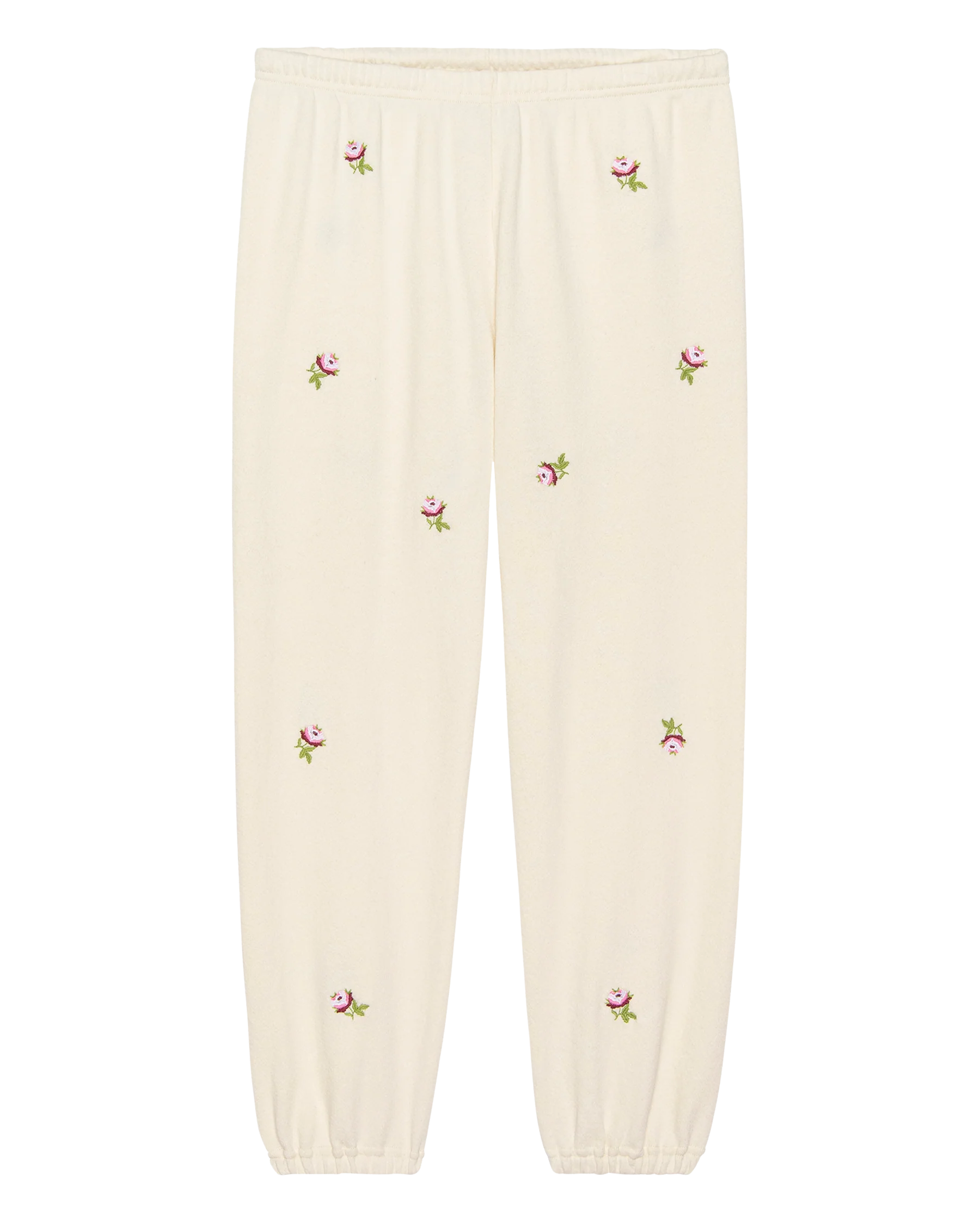 The Stadium Sweatpant. Embroidered -- Washed White With Embroidered Roses - Image 5