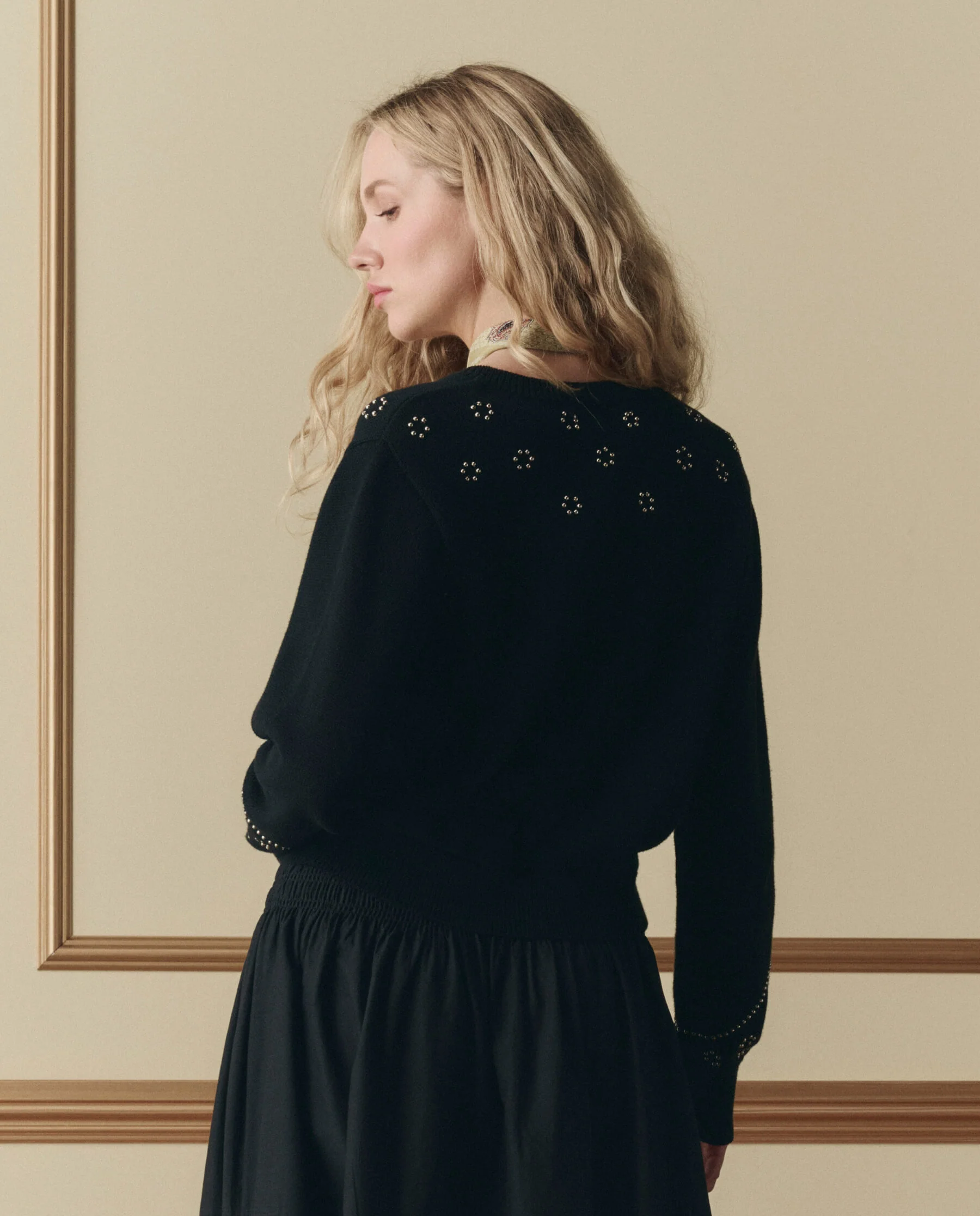 The Studded Cardigan. -- Black - Image 4