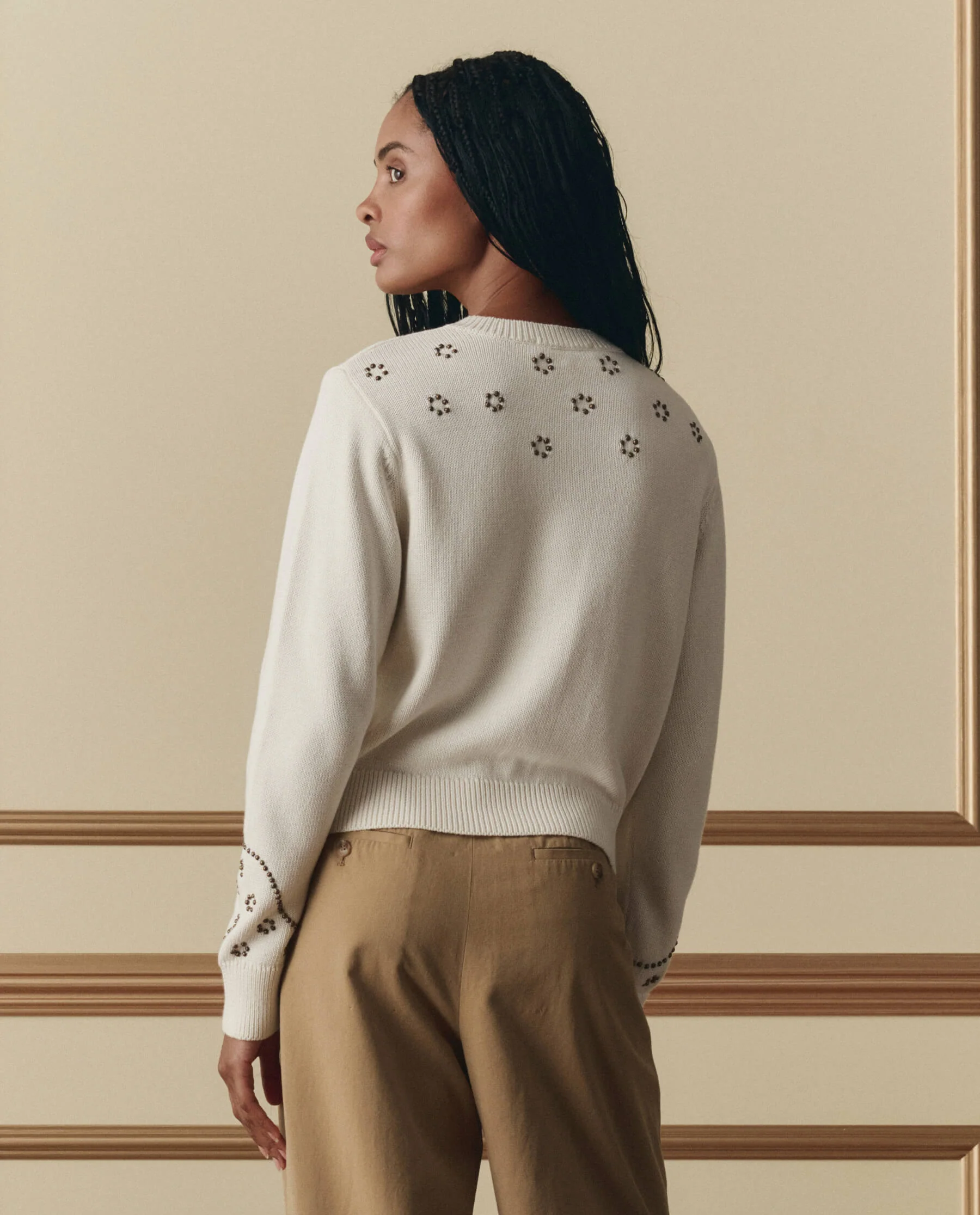 The Studded Cardigan. -- Natural - Image 5