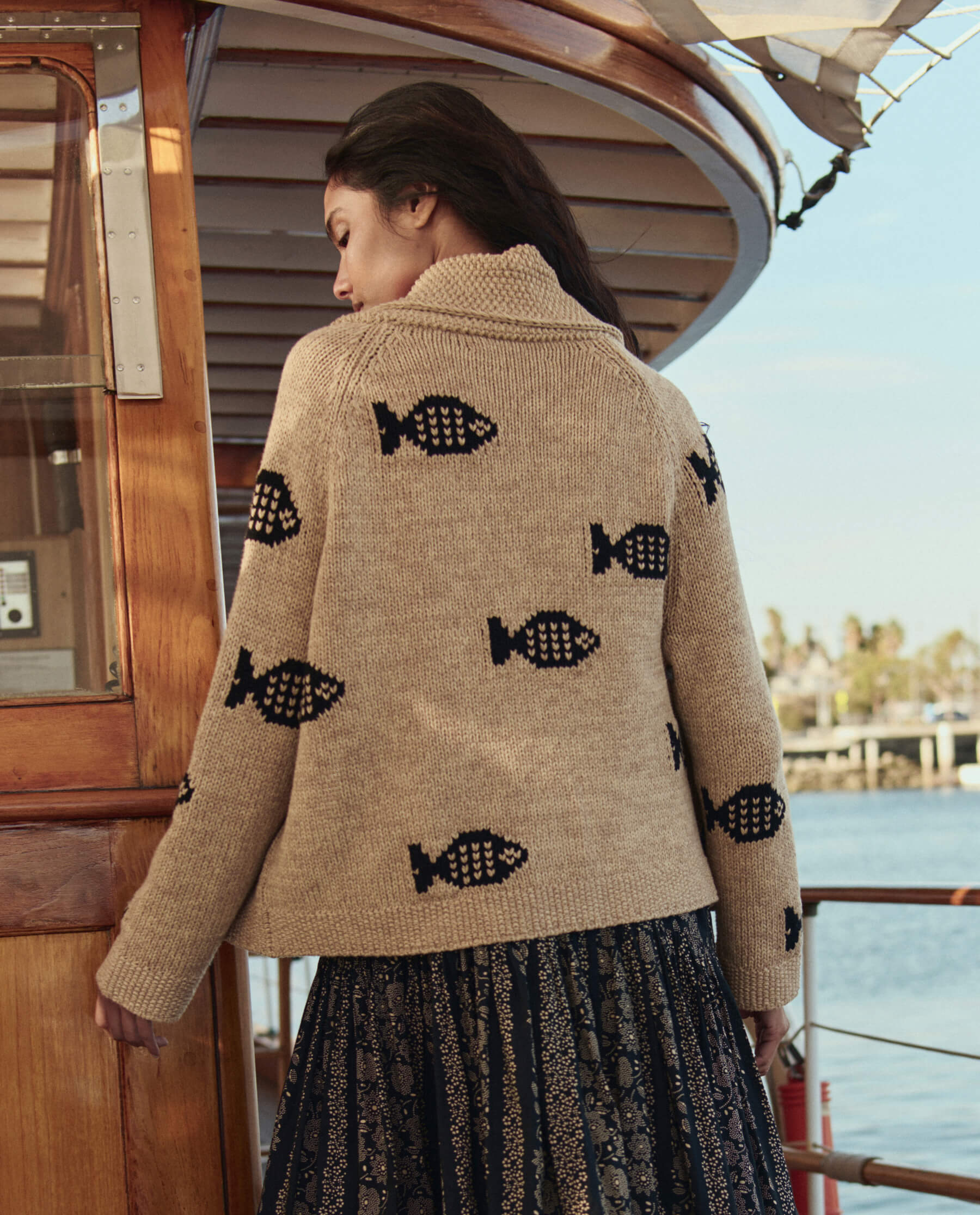 The Swimming Fish Lodge Cardigan. -- Natural - Image 5