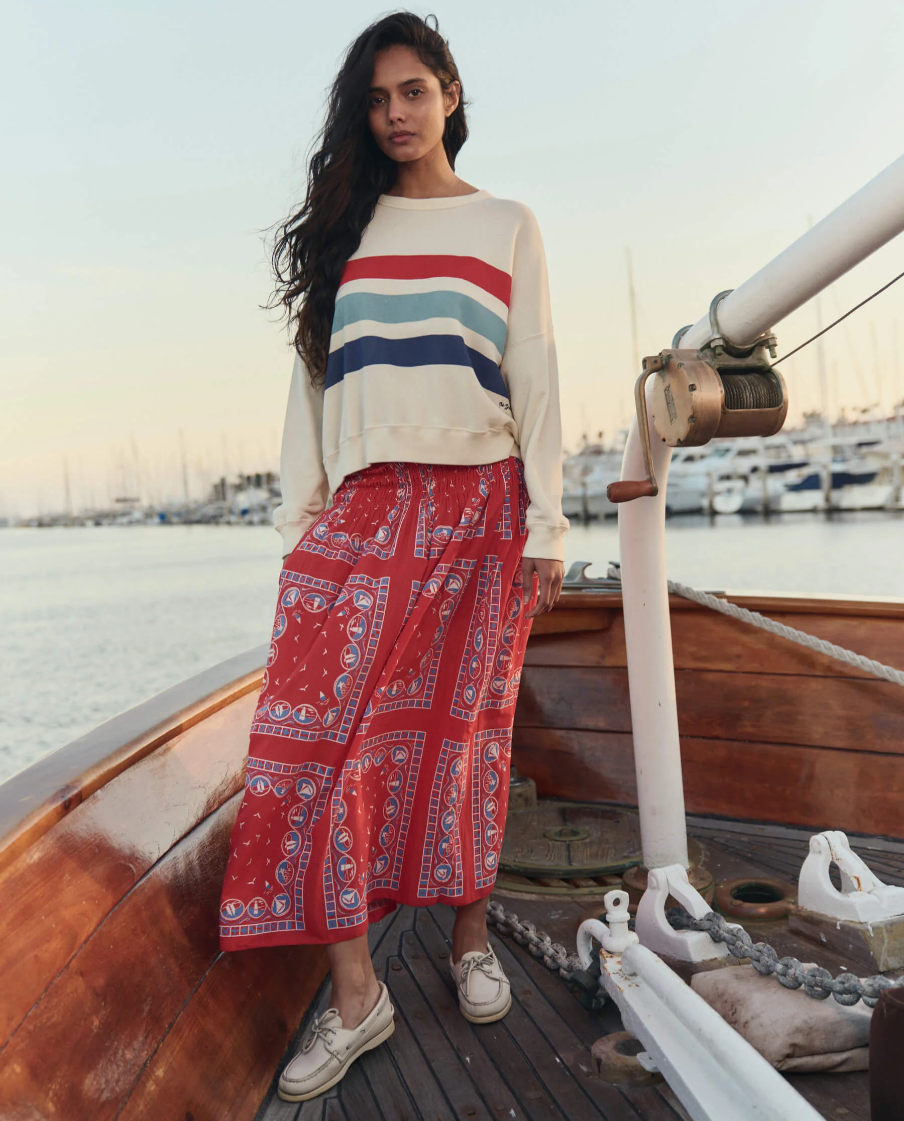 The Teammate Sweatshirt w/ Saltwater Stripe. -- Washed White - Image 4