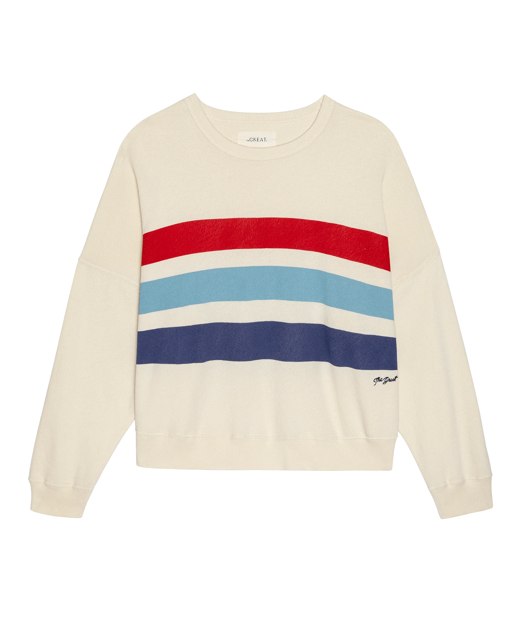 The Teammate Sweatshirt w/ Saltwater Stripe. -- Washed White - Image 5