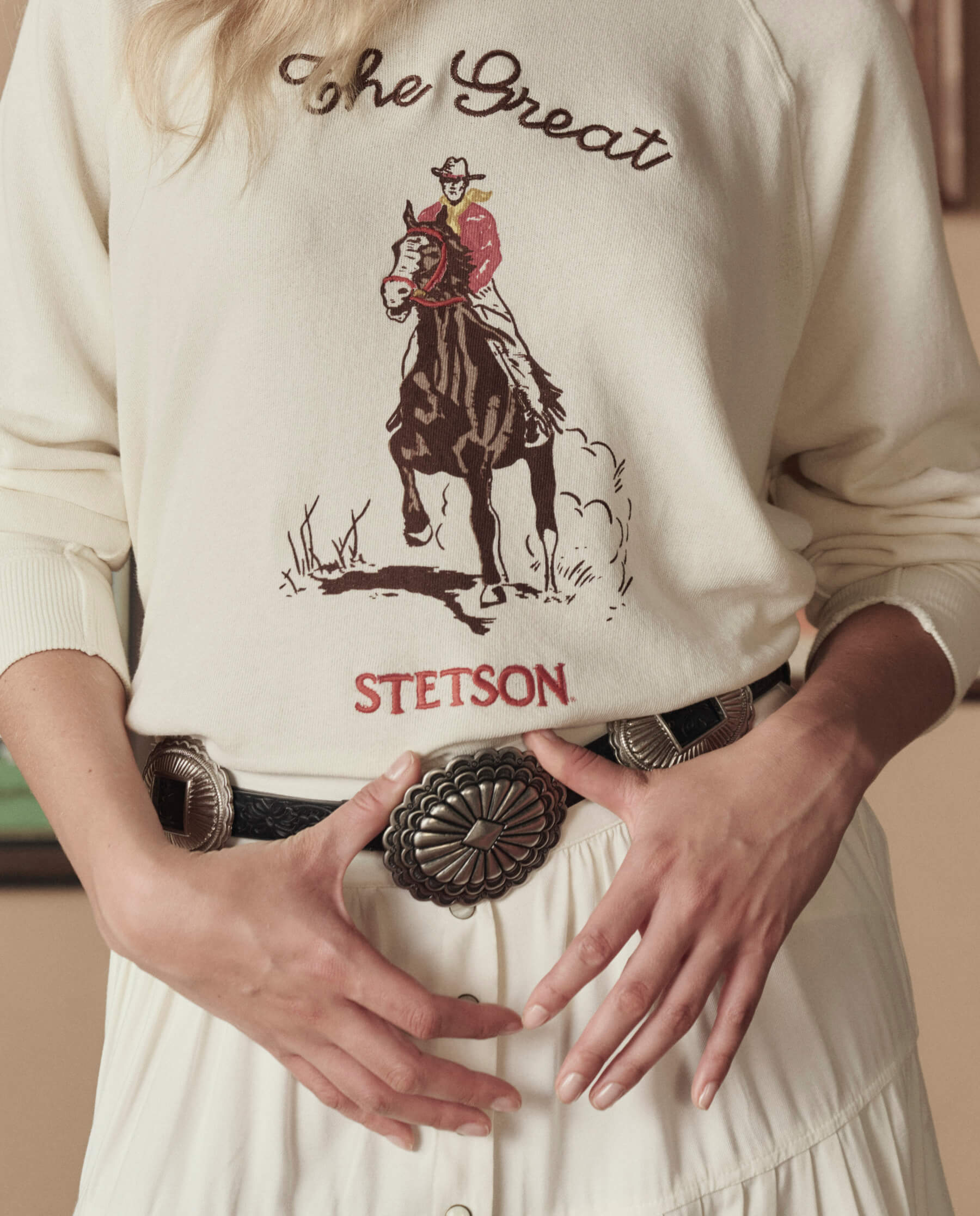 The Tooled Leather Concho Belt. -- Black With Silver - Image 3