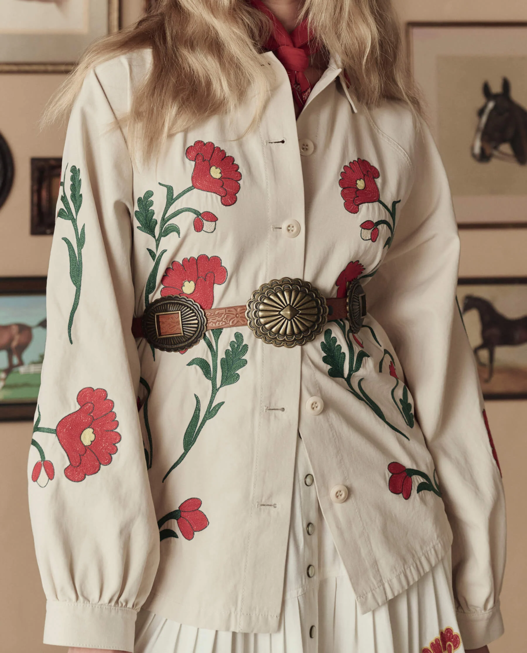 The Western Embroidered Commodore Jacket. -- Cream - Image 4