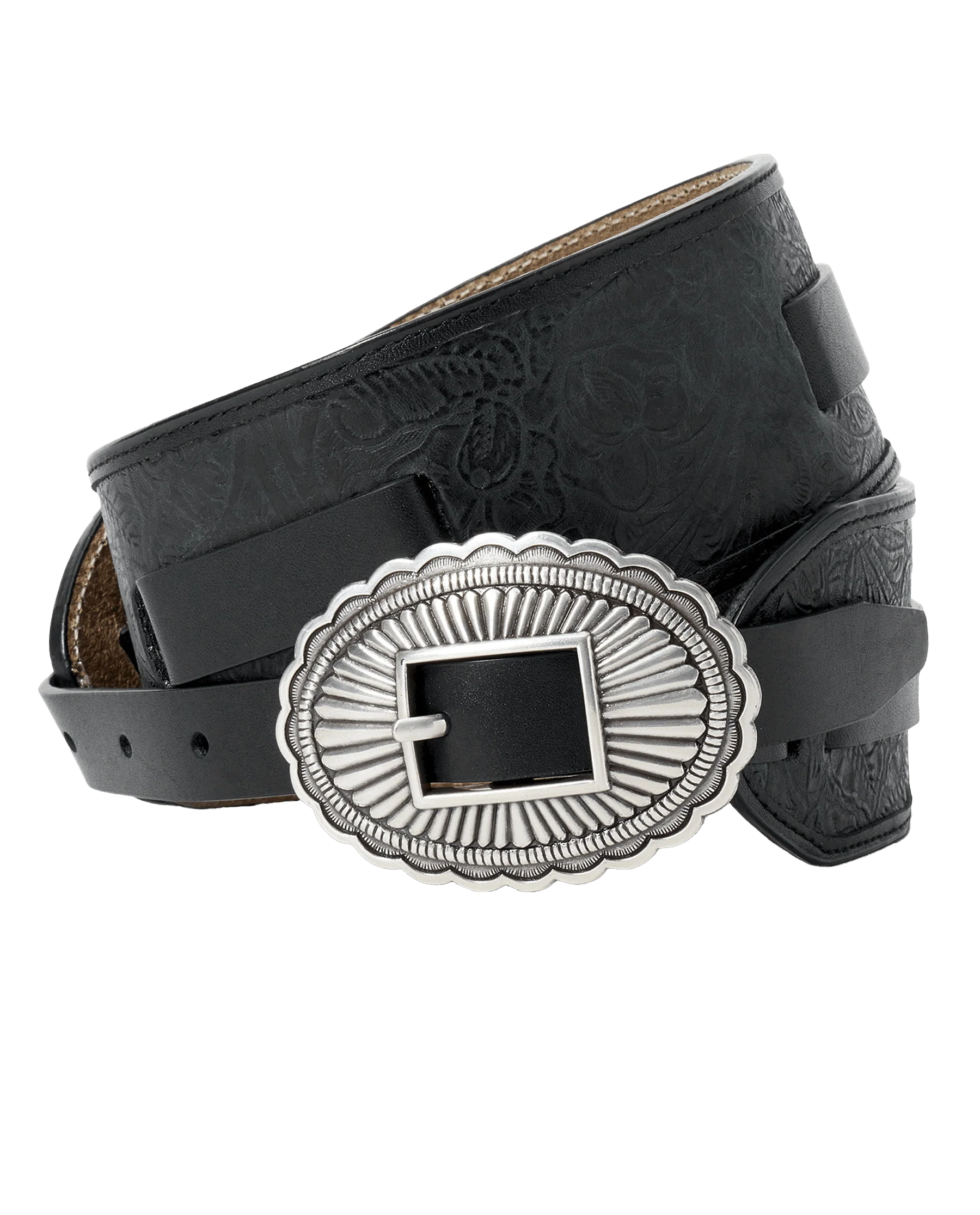 The Tooled Waist Belt. -- Black With Silver - Image 5