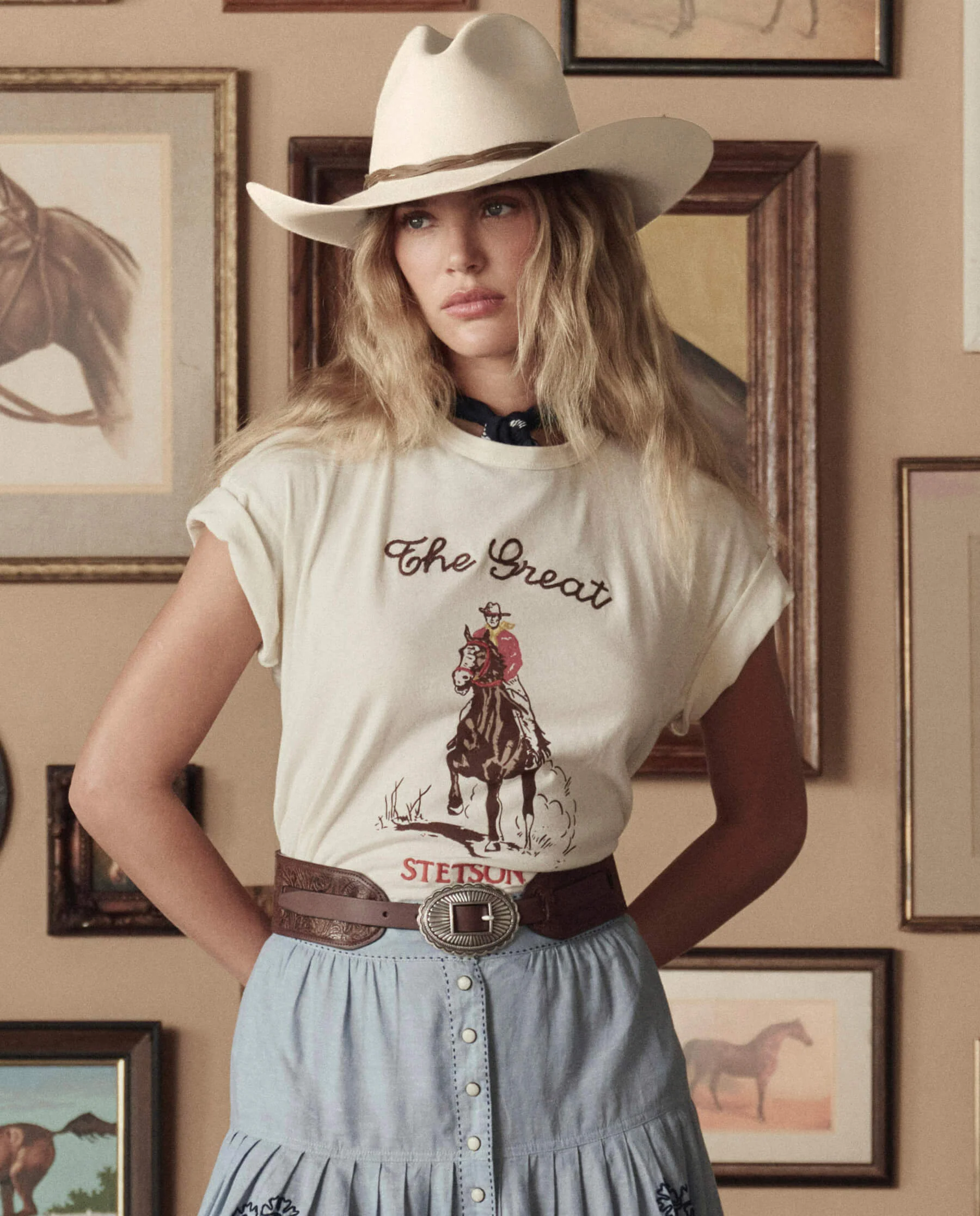 The Tooled Waist Belt. -- Brown With Silver - Image 3
