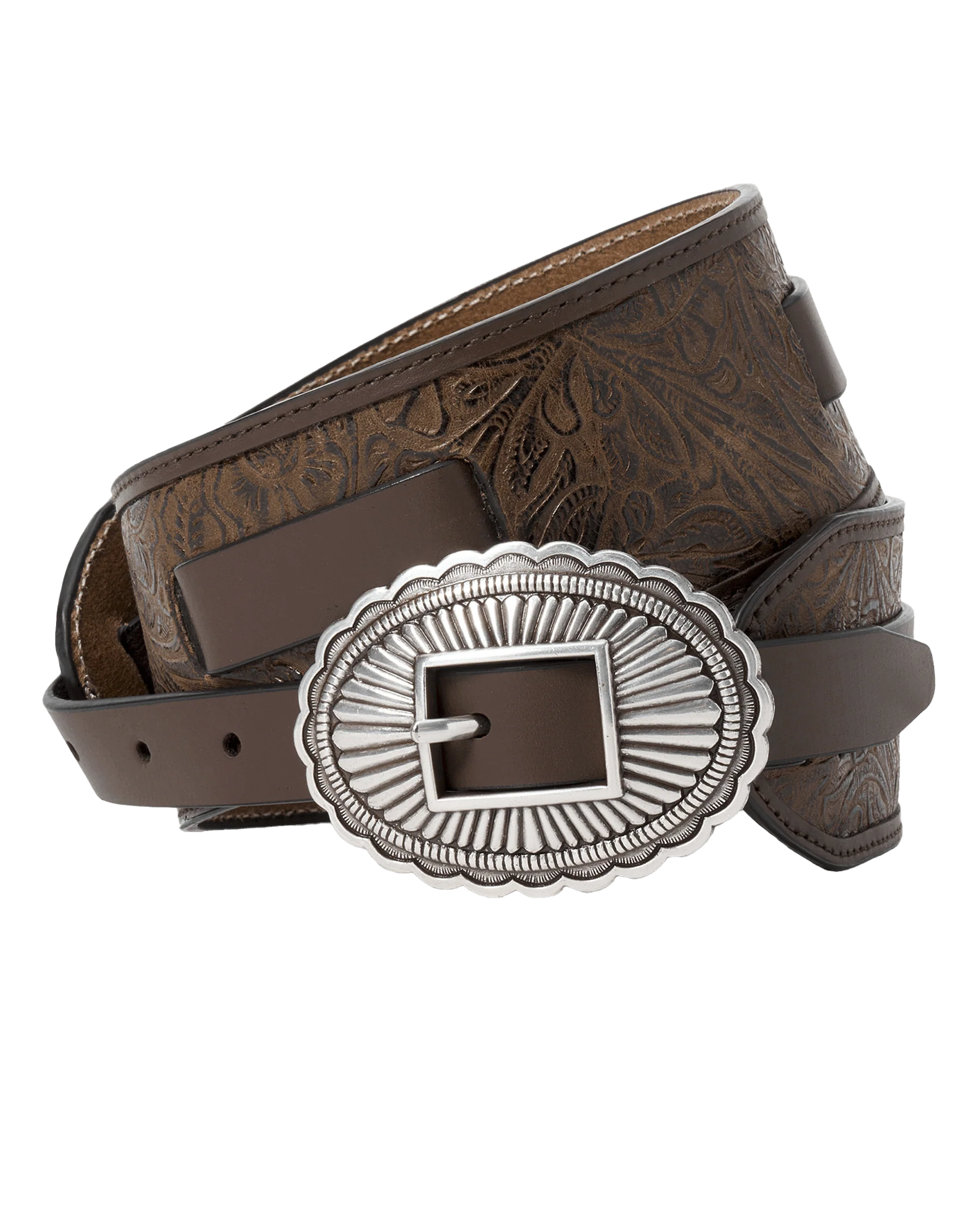 The Tooled Waist Belt. -- Brown With Silver - Image 6