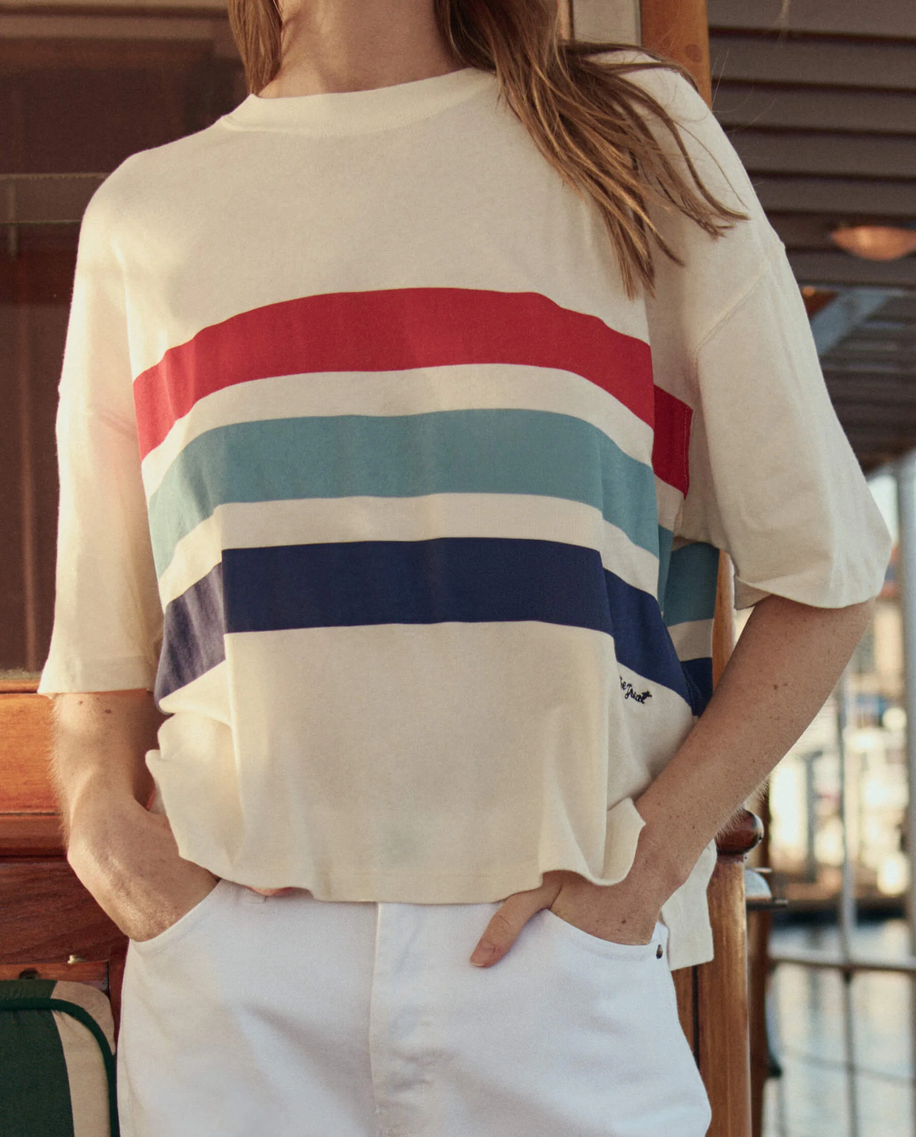 The Track Crew w/ Saltwater Stripe. -- Washed White - Image 3