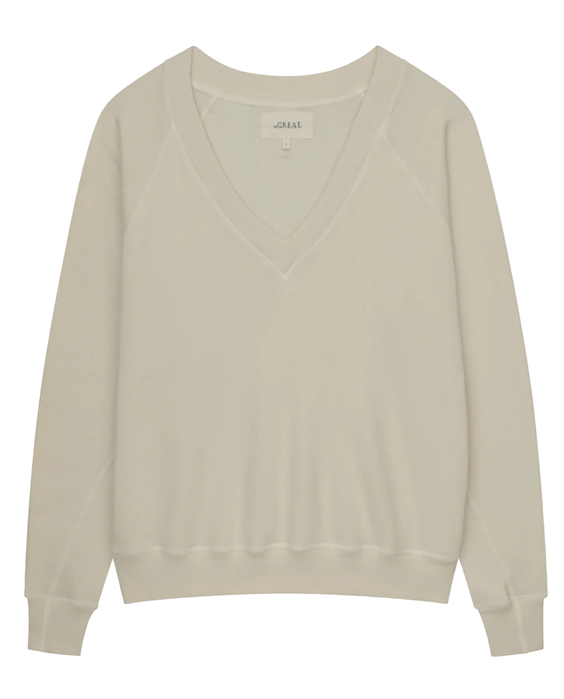 The V-Neck Sweatshirt. -- Washed White - Image 6
